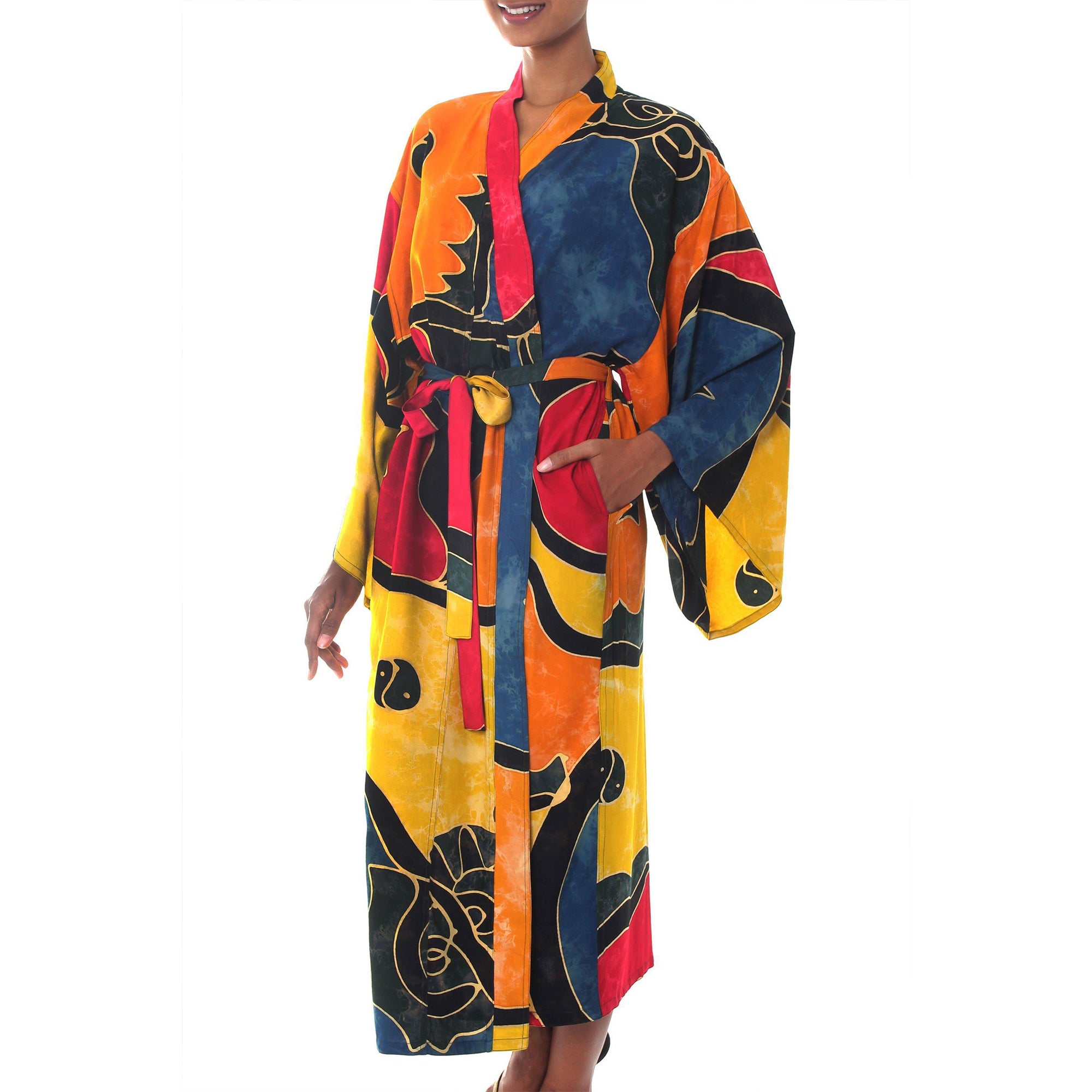 Premium Paradise Peacock Women's Handcrafted Batik Robe