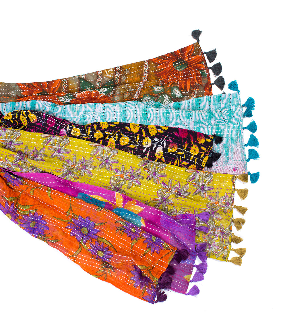 Premium Kantha Sari Scarf - Ultimate Upcycled Style