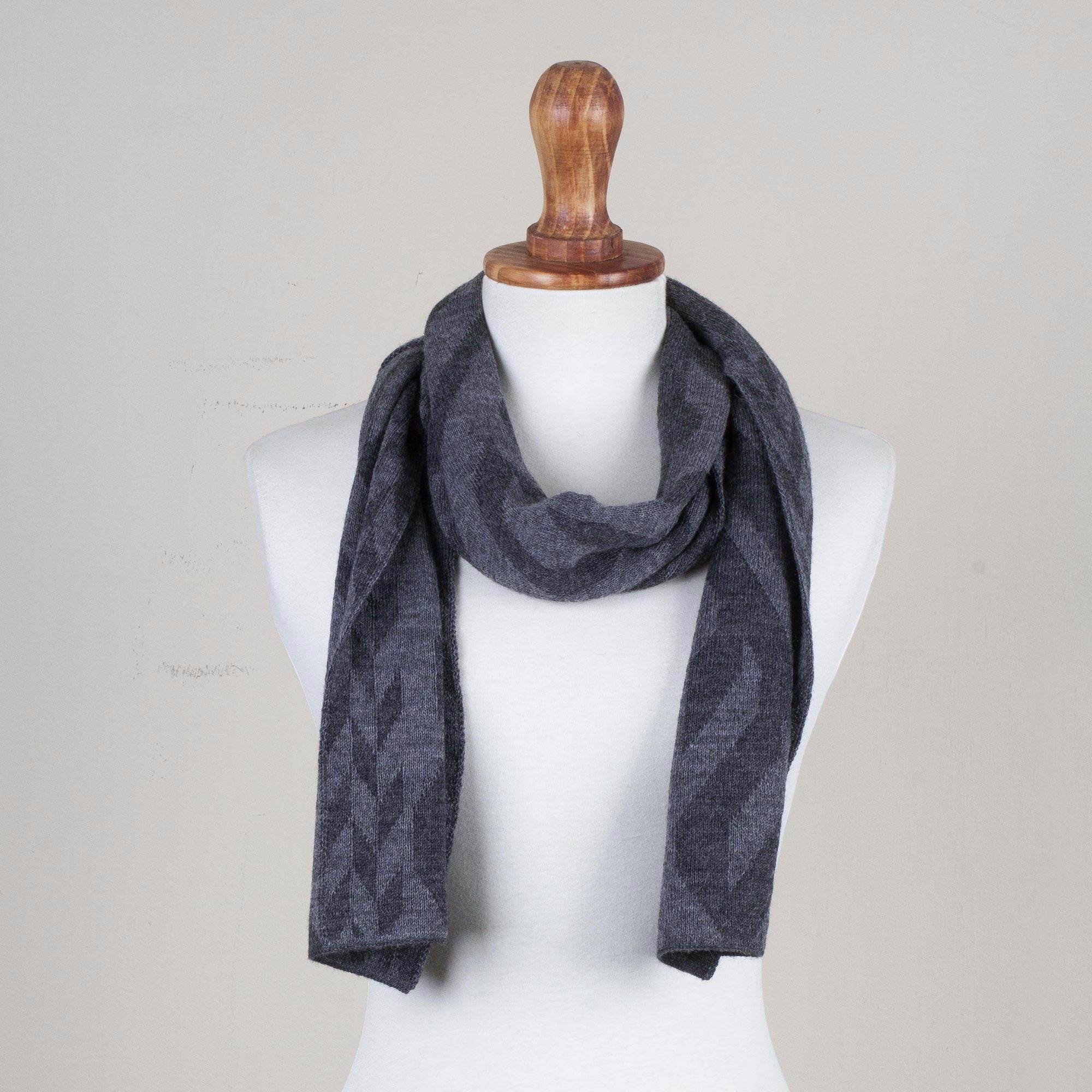 Premium Andean Alpaca Blend Scarf in Dolphin Grey & Slate