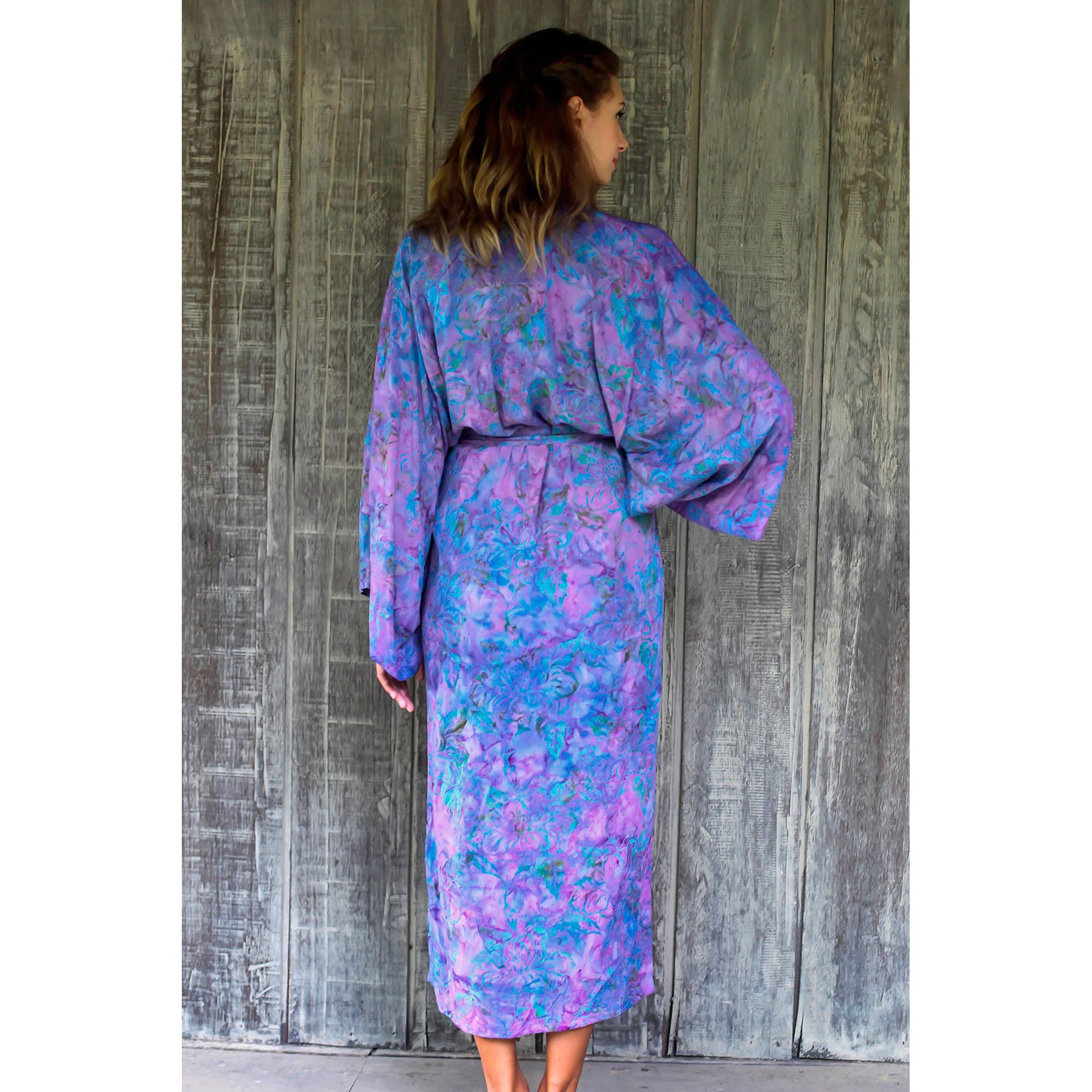 Premium Purple Mist Batik Robe - Ultimate Balinese Luxury