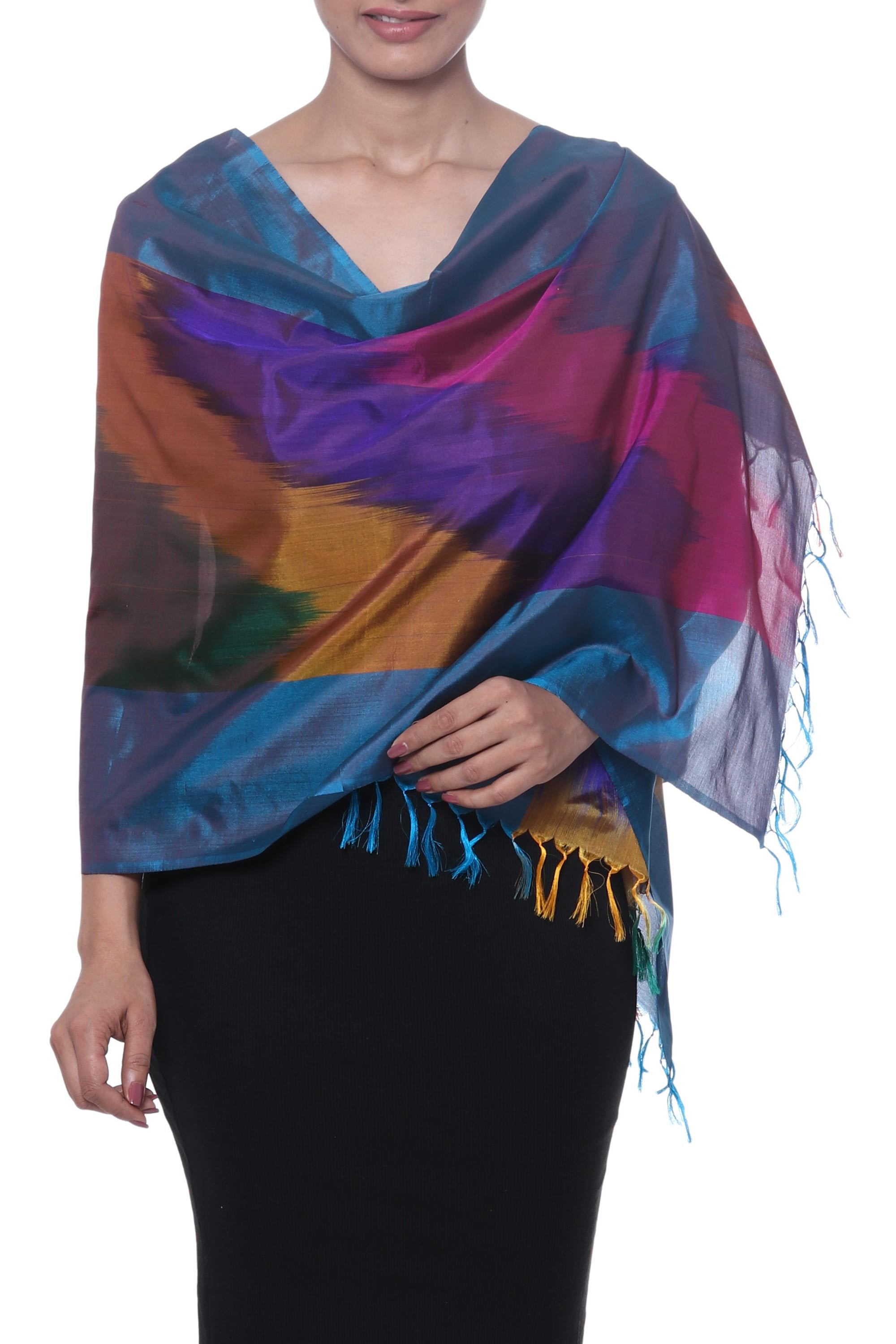 Premium Ikat Handwoven Silk Scarf – Ultimate Luxury from India