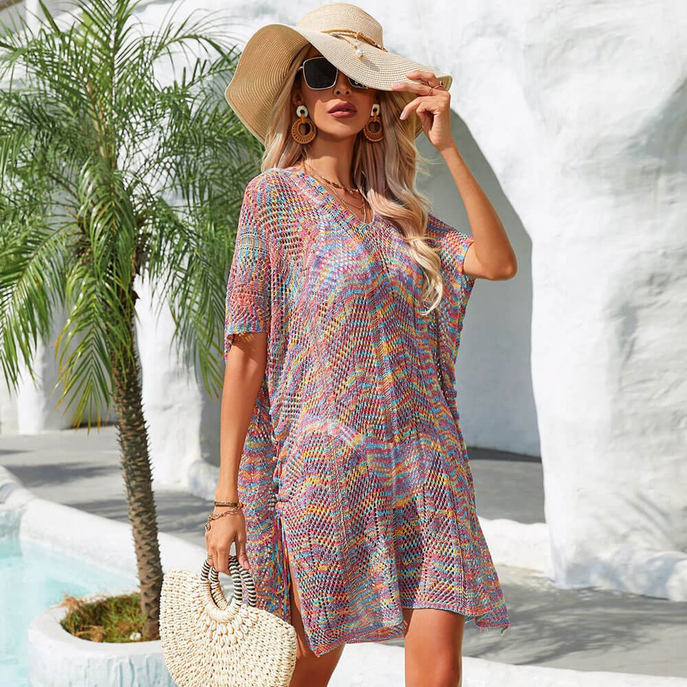 Premium Boho Tie-Dye Knit Beach Cover-Up Dress