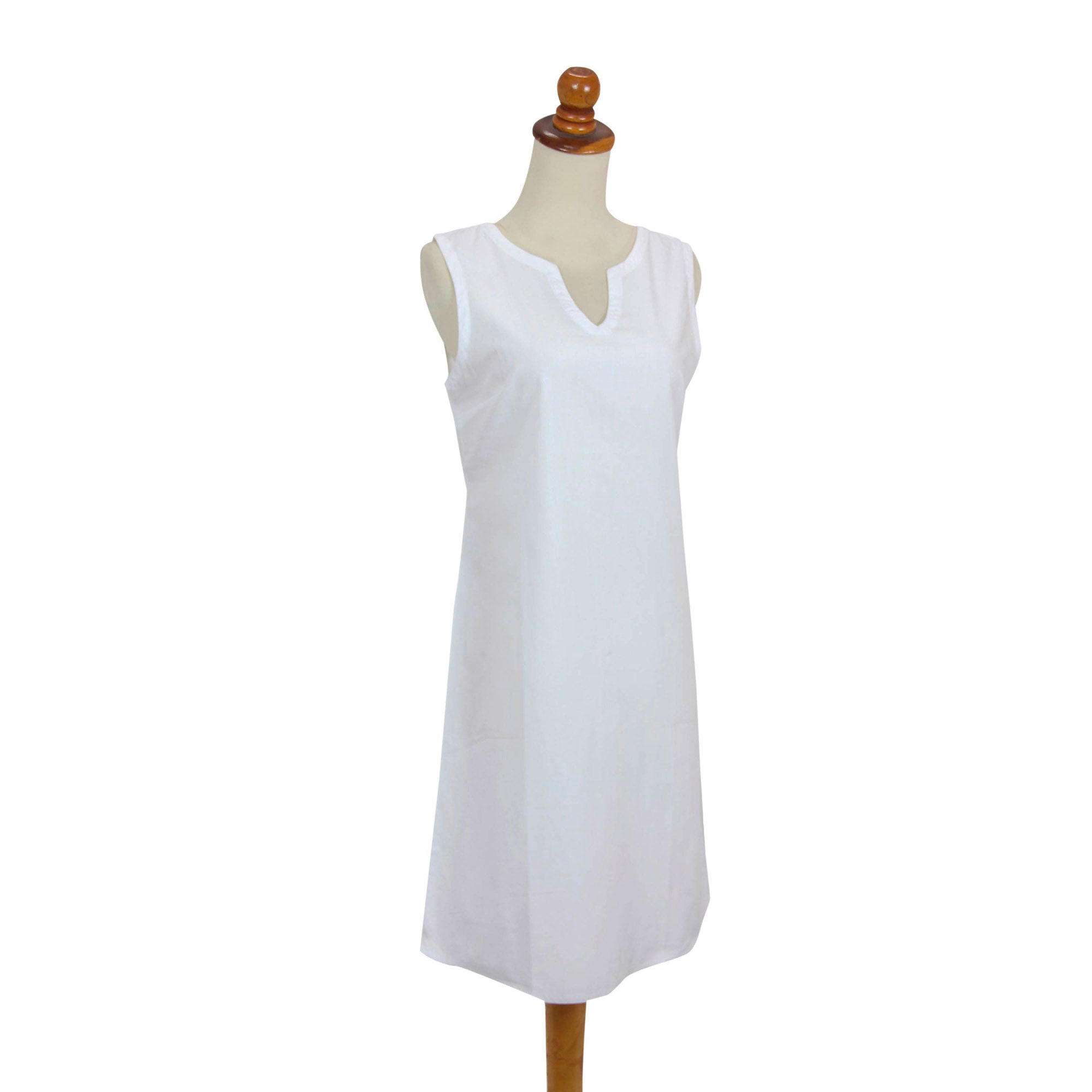 Premium Lily White Cotton Shift Dress - Timeless Elegance