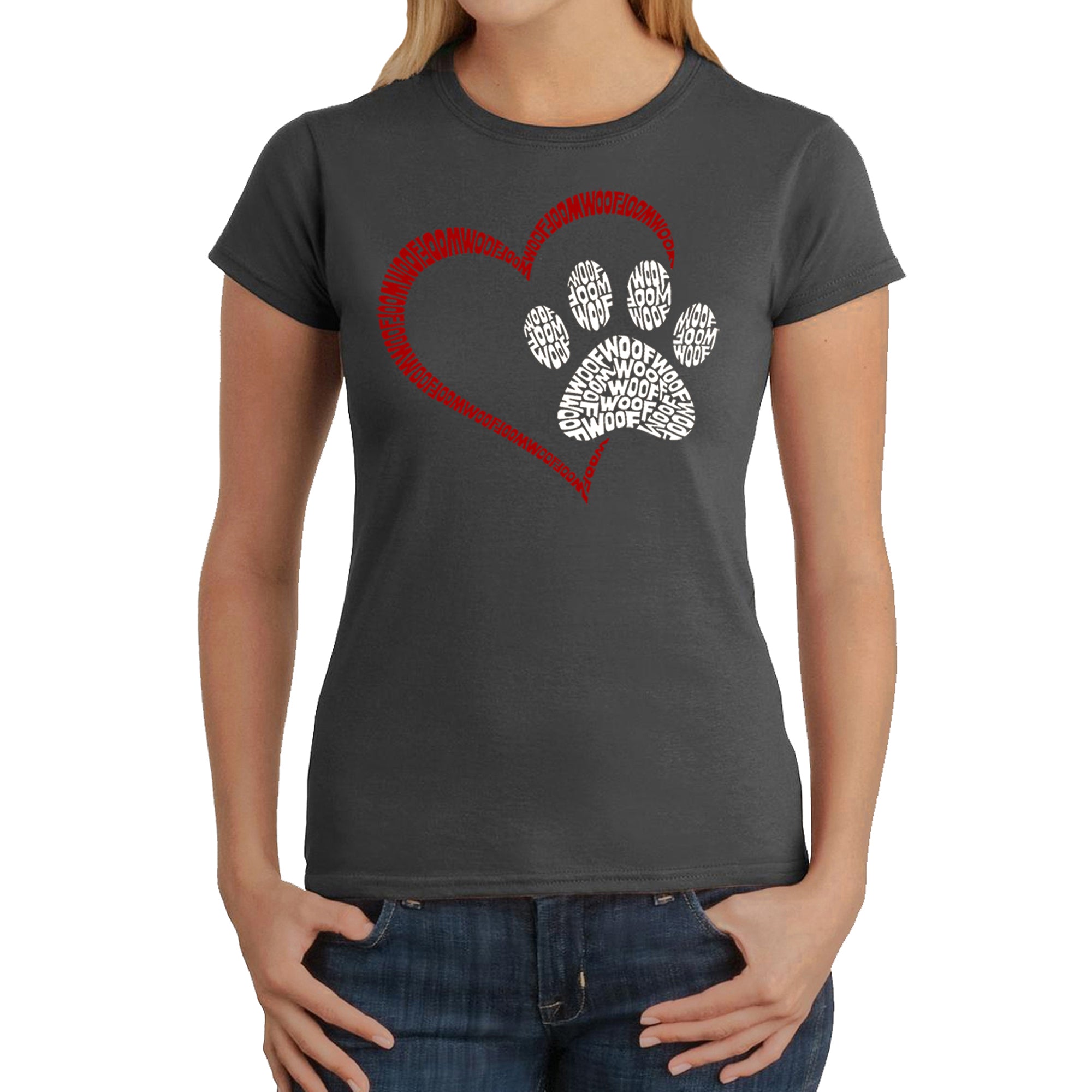 Premium Paw Heart - Ultimate Women's Word Art T-Shirt