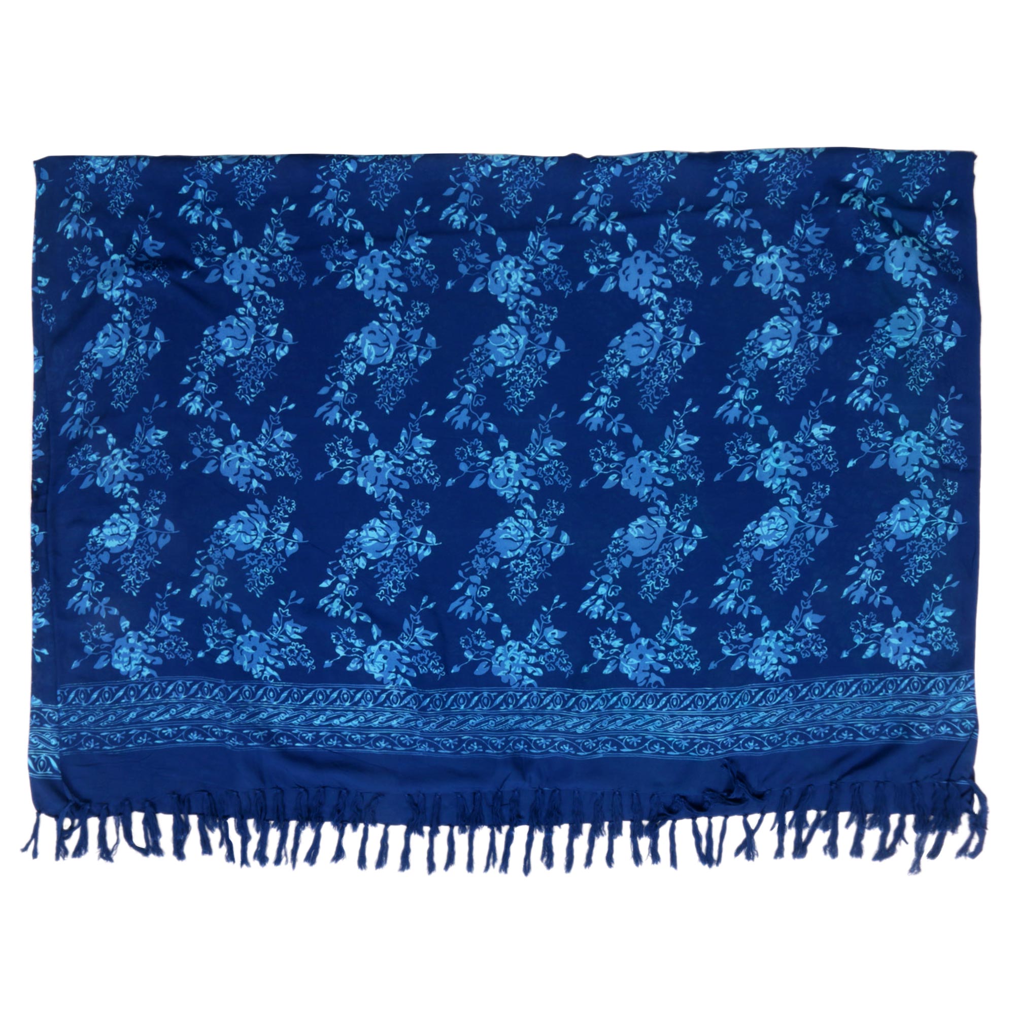 Premium Blue Batik Rose Wrap – Ultimate Beach Cover-Up