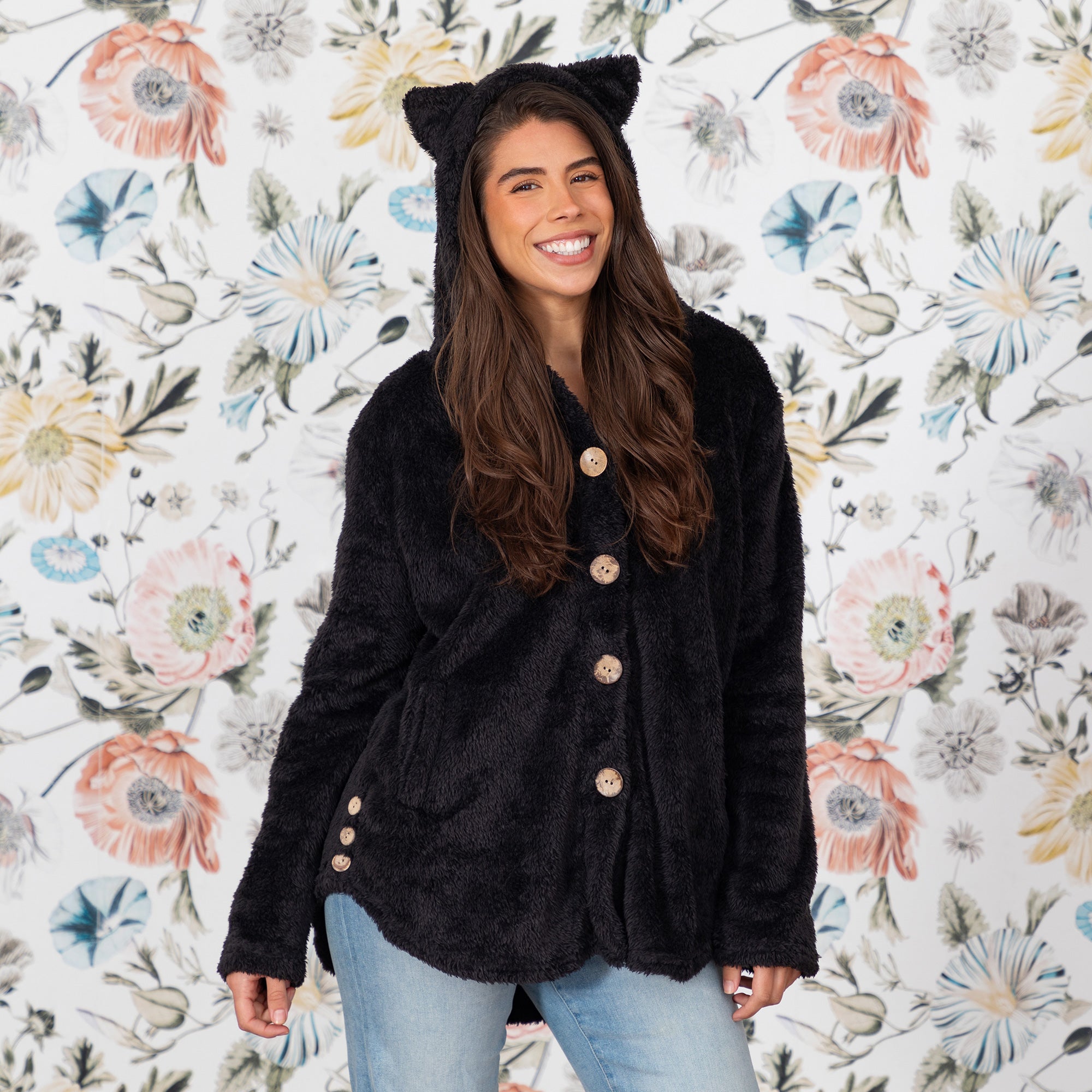 Premium Fluffy Cat Ear Hoodie - Ultimate Cozy Button-Up