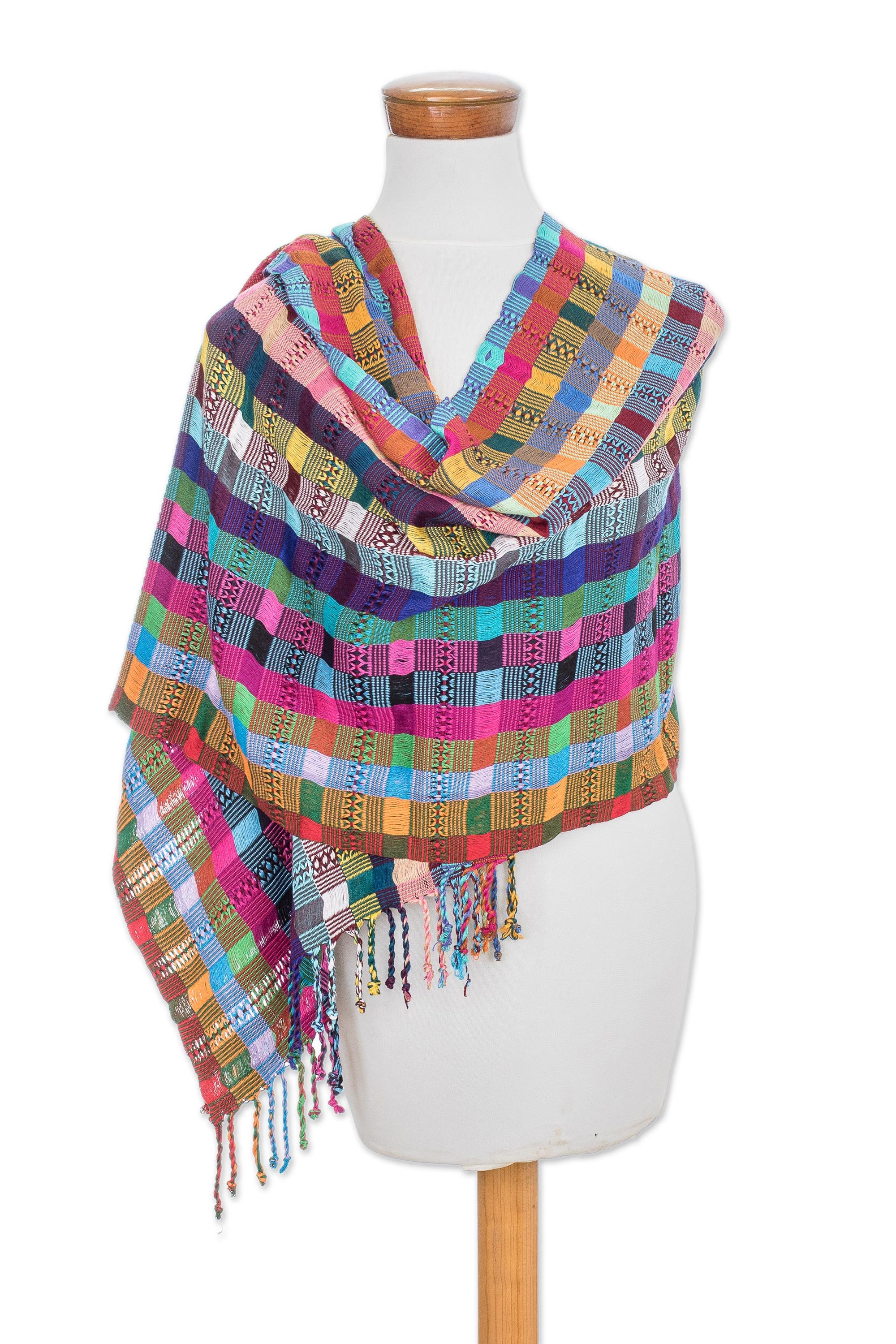 Premium Handwoven Guatemalan Festival Shawl - Vibrant Cotton Artisan Wrap