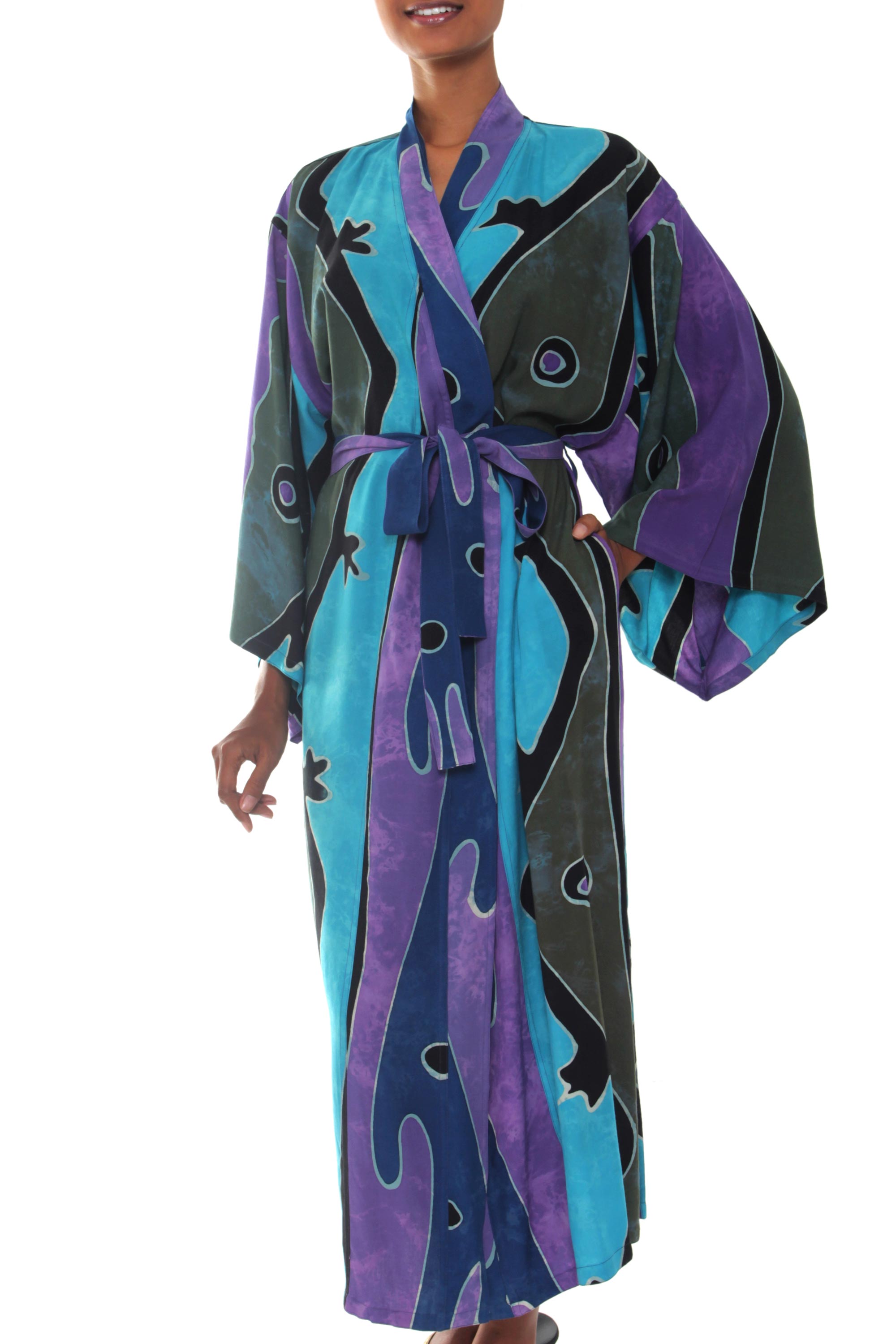 Premium Seaside Blue Women's Batik Long Robe - Ultimate Comfort & Style