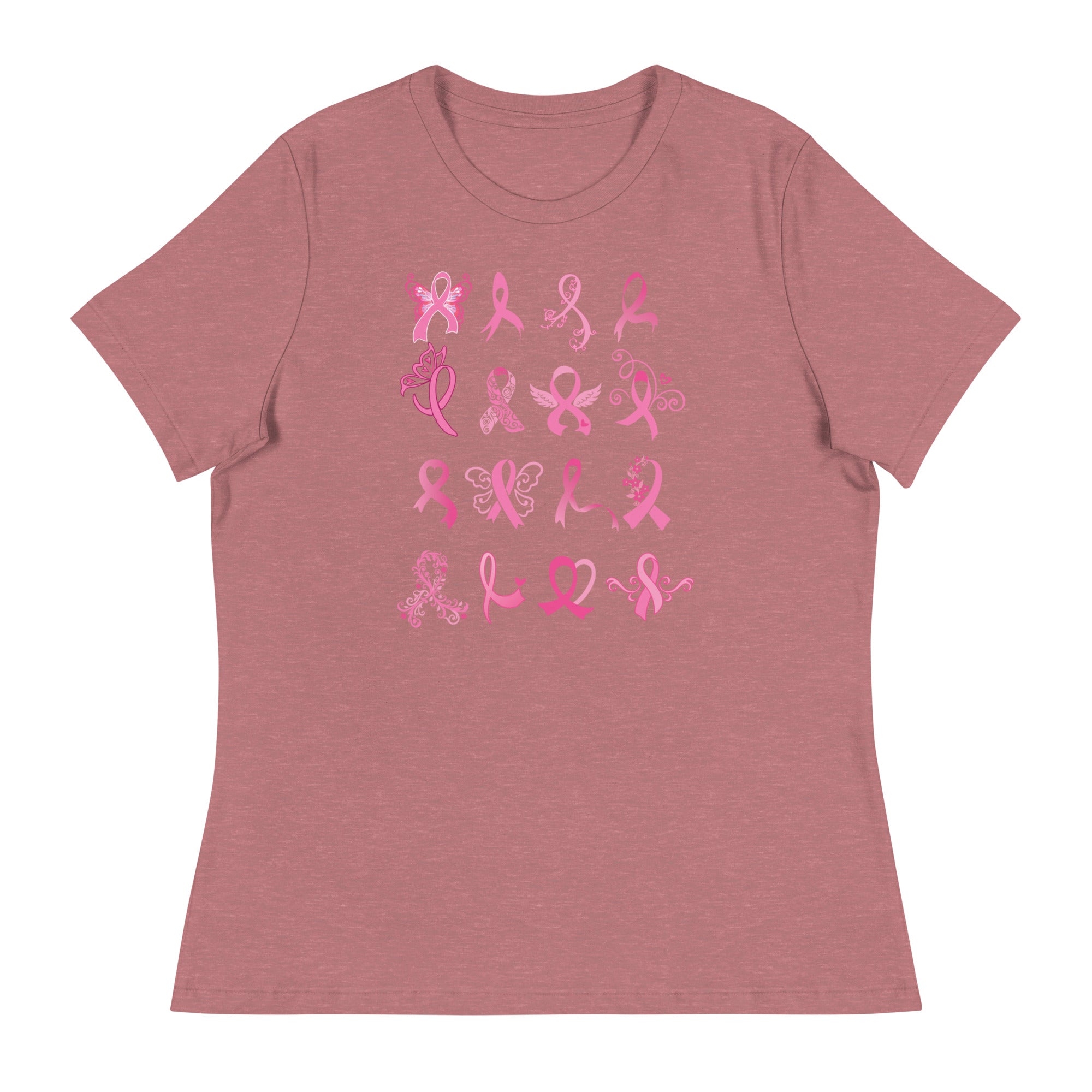 Premium Rows of Ribbons Women's Relaxed T-Shirt - Ultimate Comfort for Breast Cancer Awareness