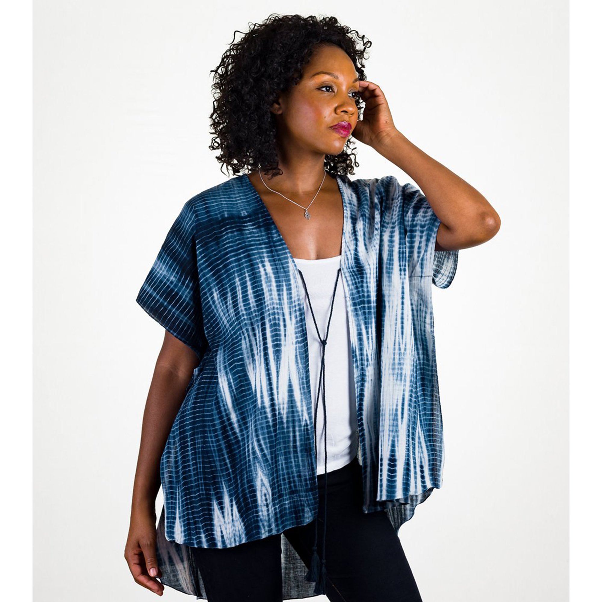 Premium Chandra Shibori Shrug - Handcrafted Indigo Elegance