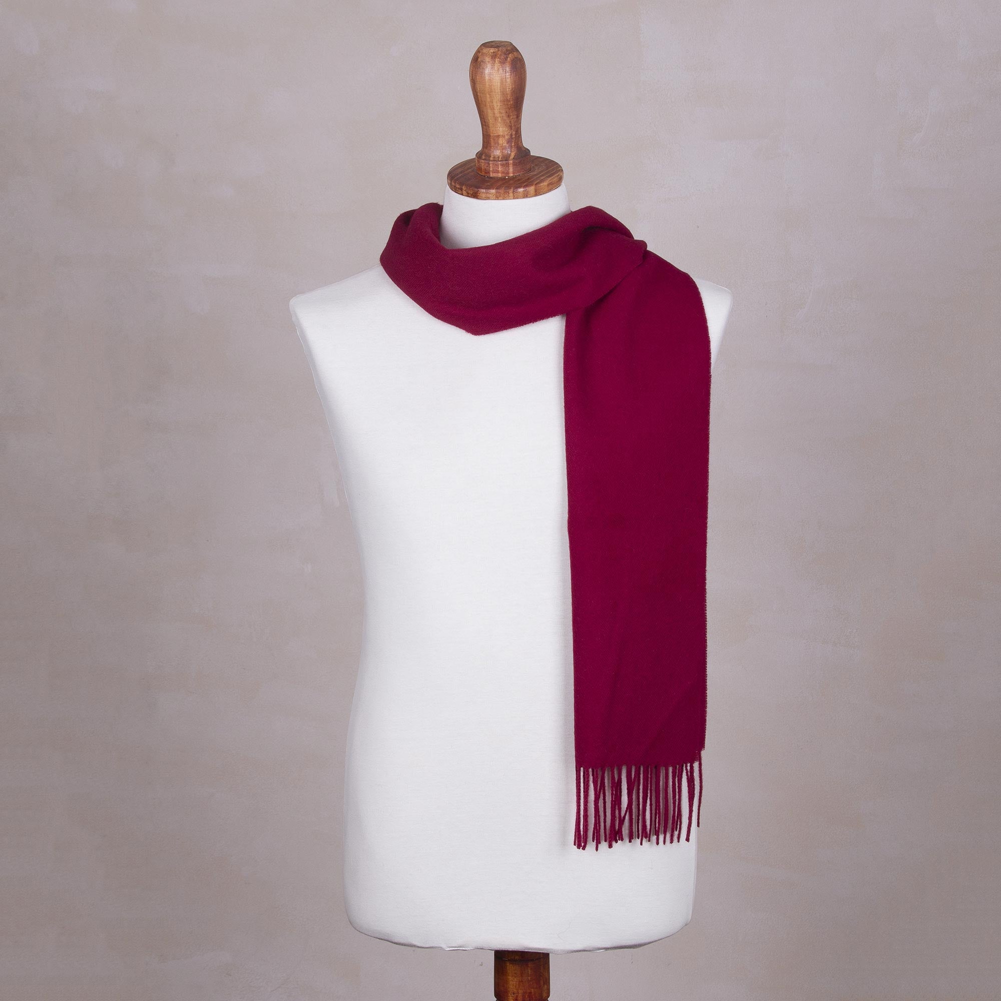 Premium Men's Alpaca Scarf – Cherry Red Burgundy