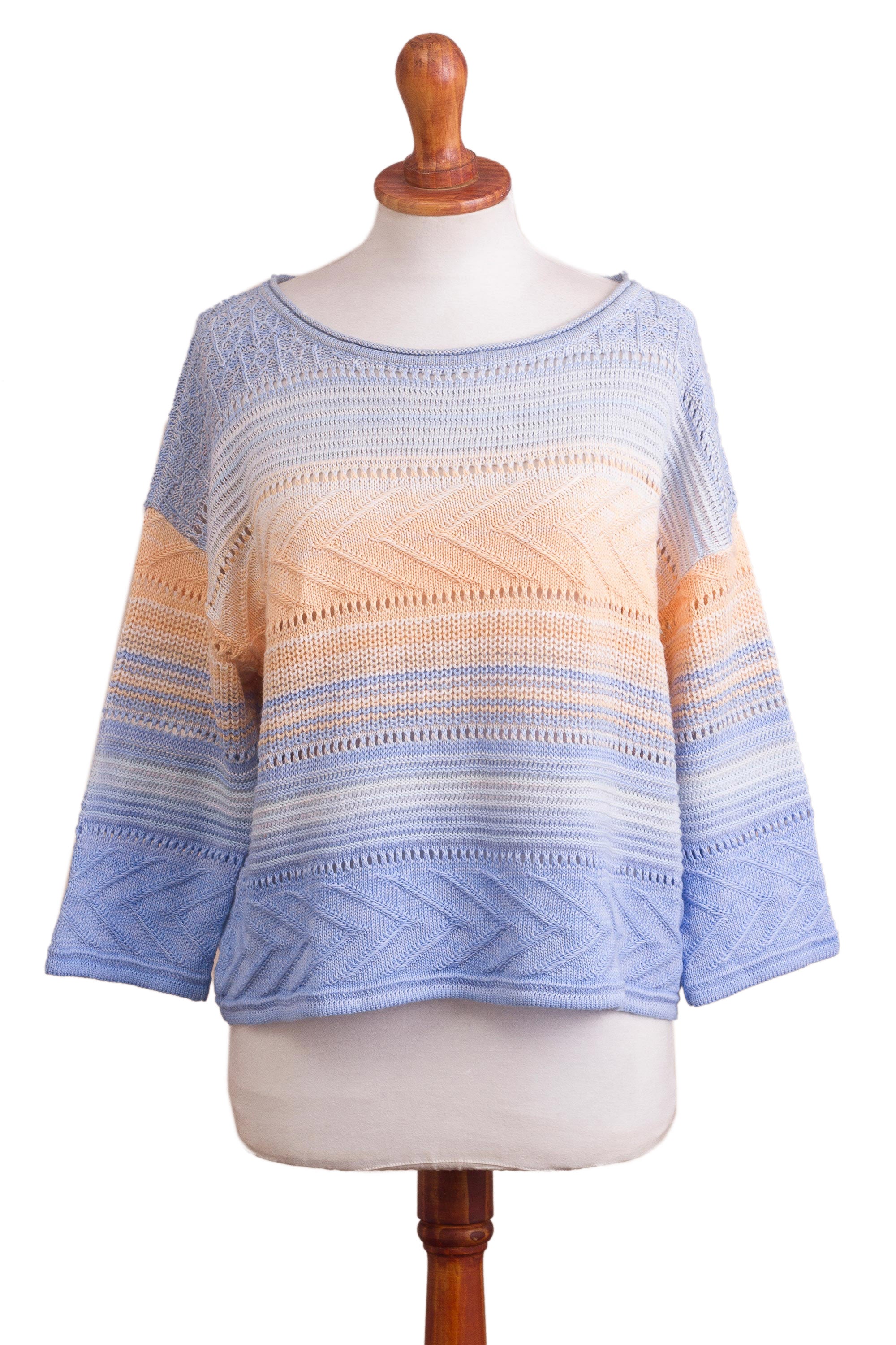 Premium Spring Ombre Cotton Blend Pullover - Handcrafted in Peru