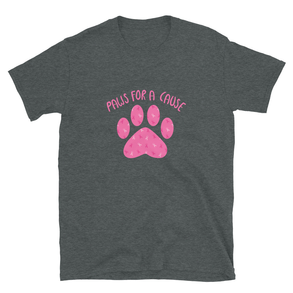 Premium Pink Ribbon Paw Print Tee - Support Breast Cancer Awareness