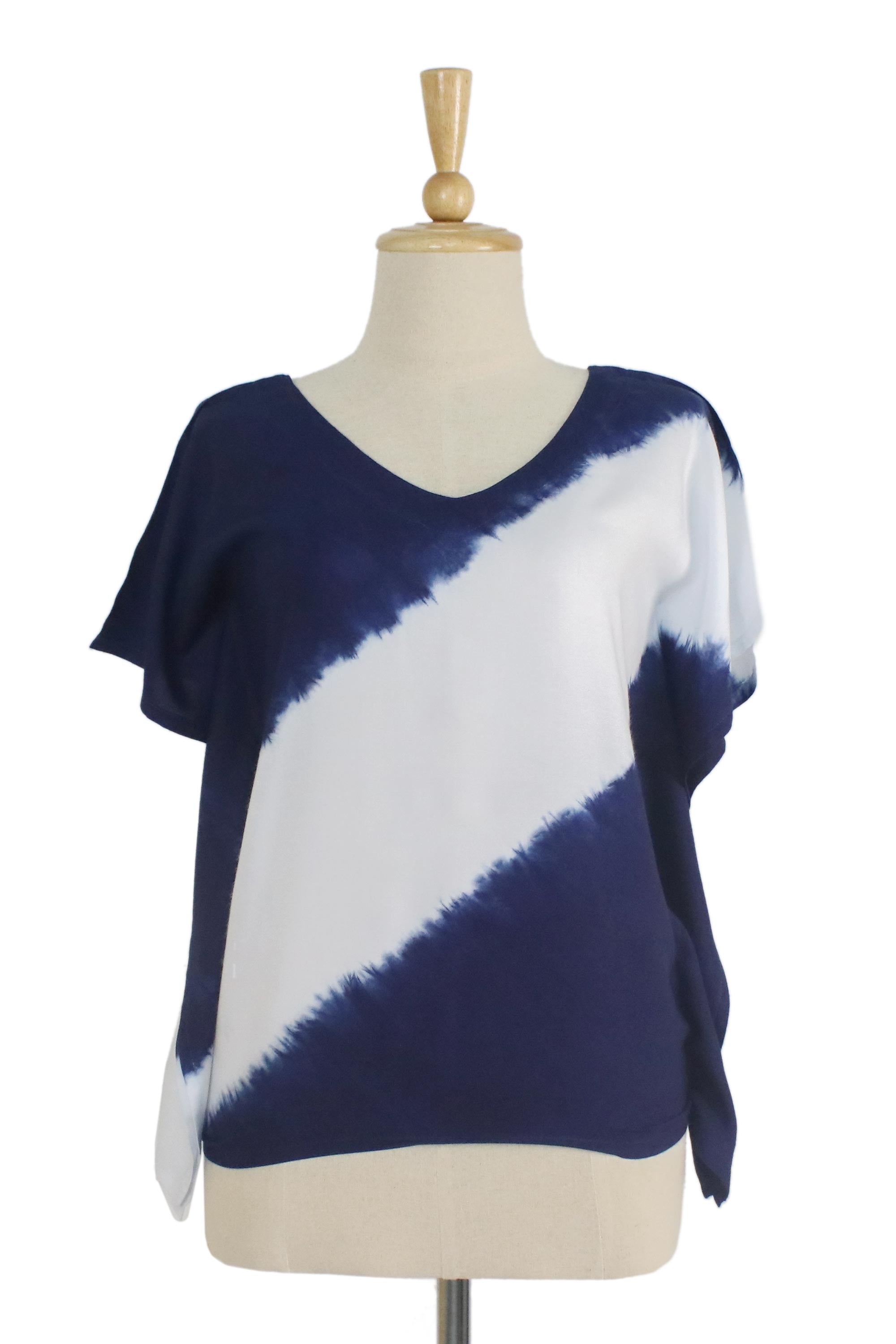 Premium Indigo Tie-Dye Cotton Blouse | Handcrafted Casual Style