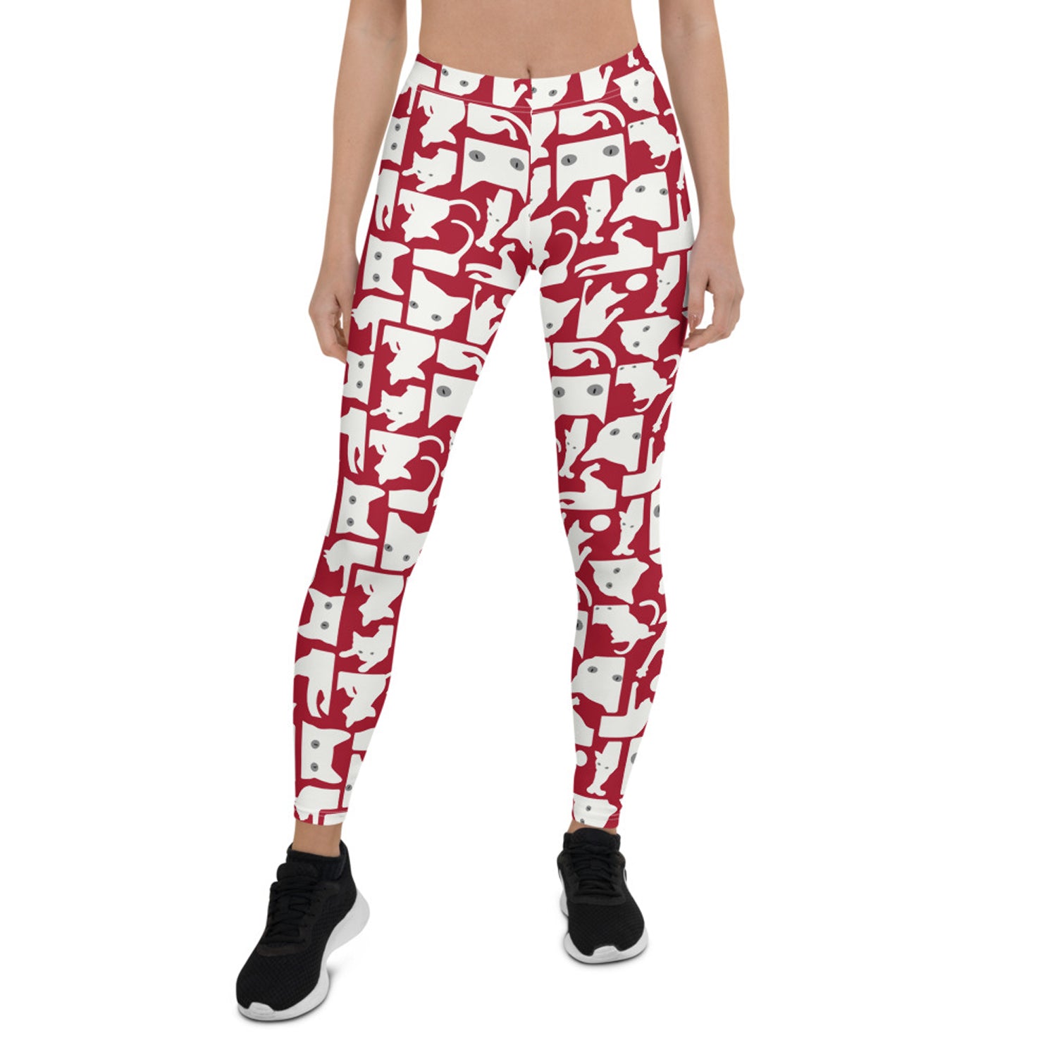 Premium White Cat Print Women's Yoga Leggings