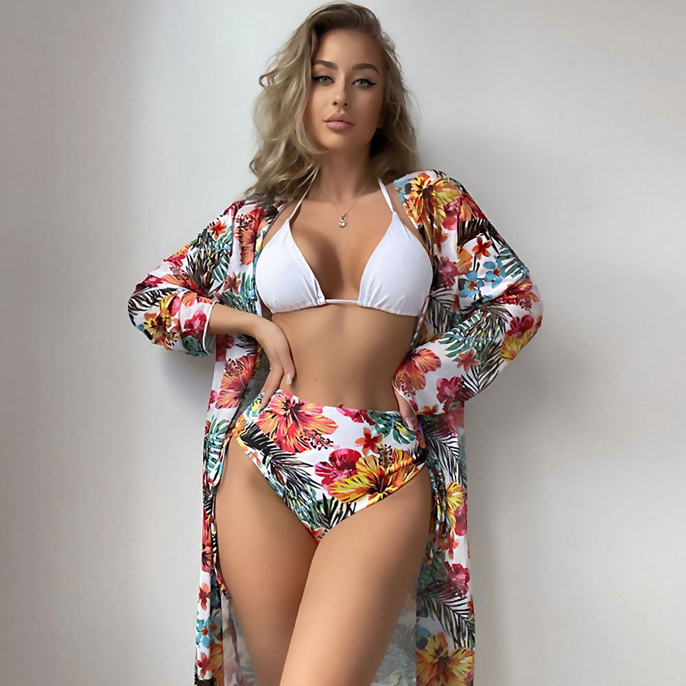 Premium Tropical Floral High-Waist Bikini Set - Ultimate Beachwear