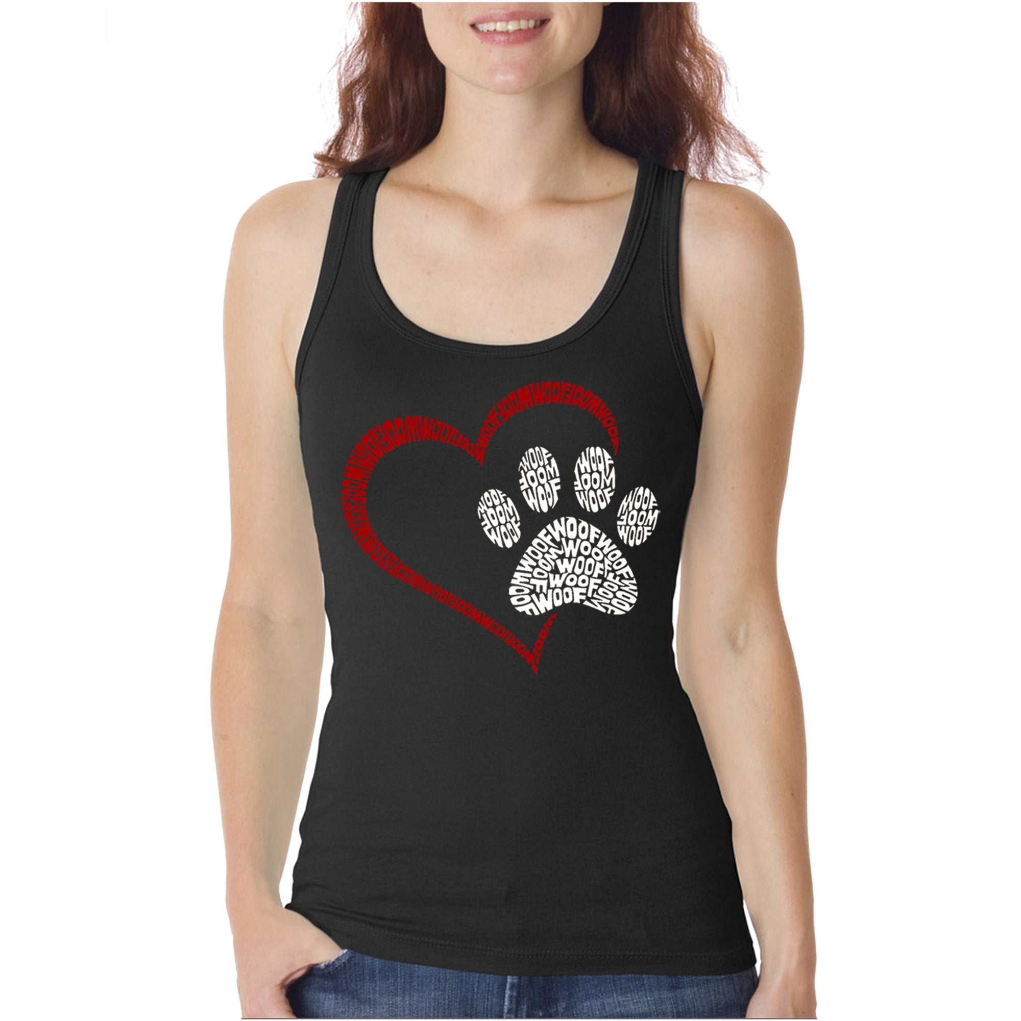 Premium Paw Heart - Women's Word Art Tank Top for Dog Lovers