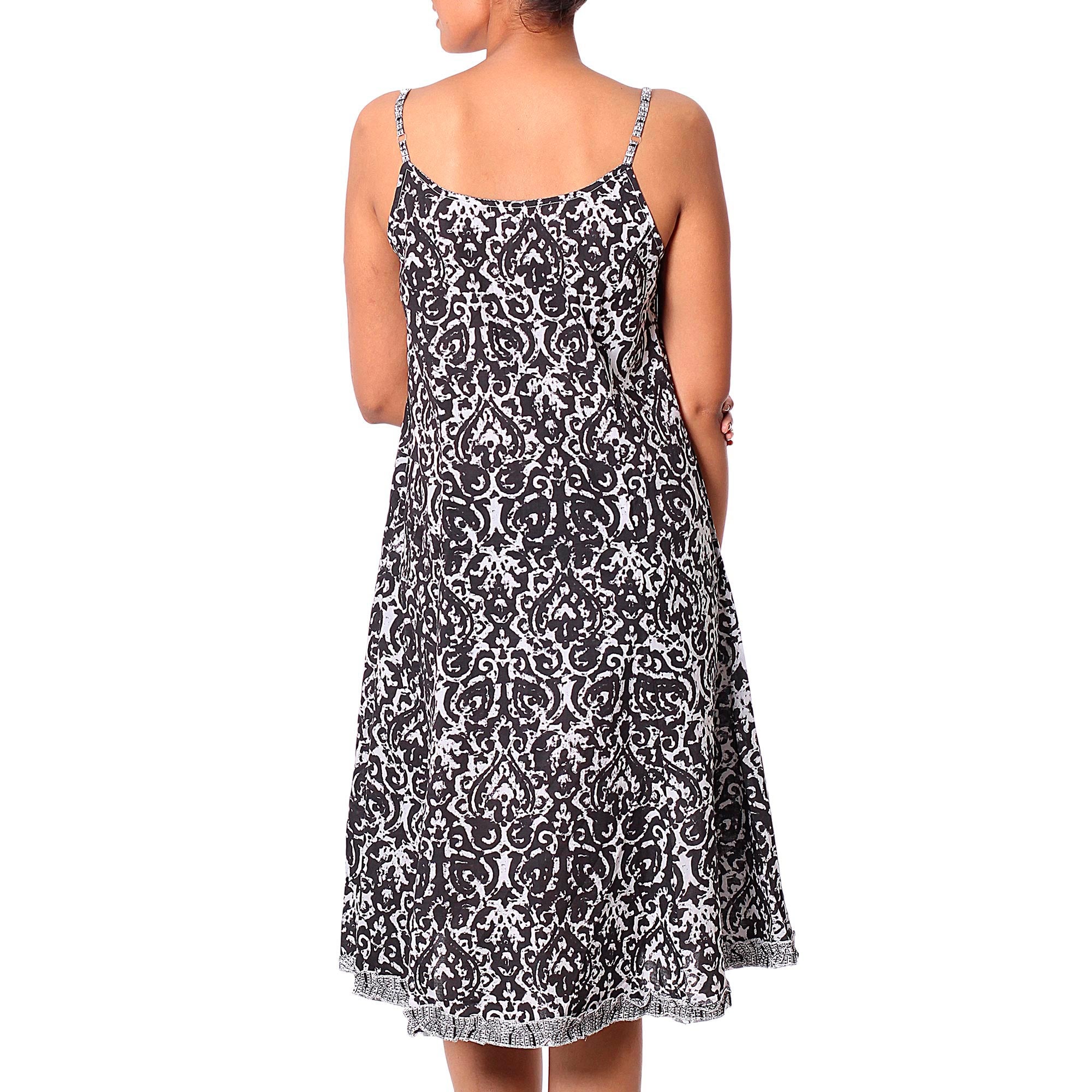 Premium Black Impressions Cotton Sundress - Elegant & Adjustable