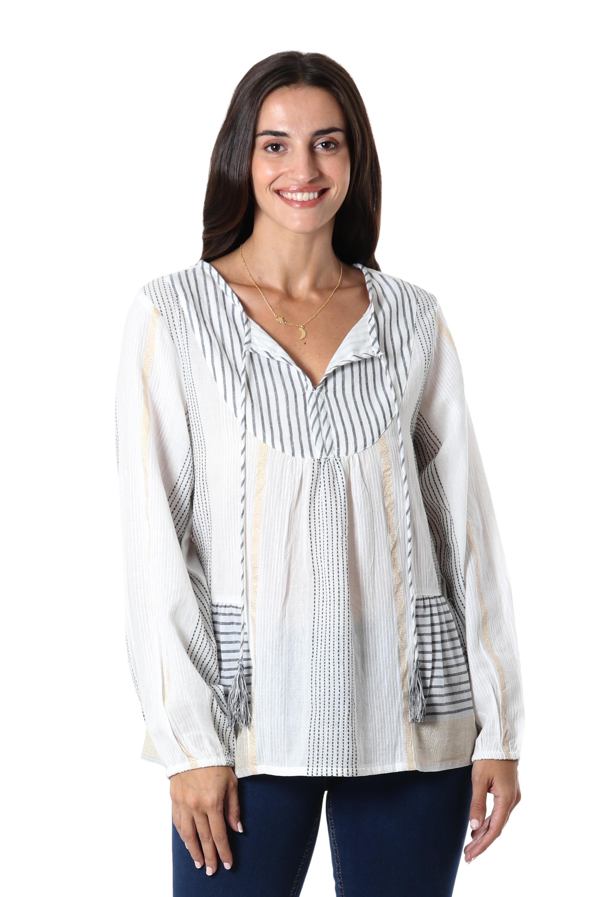 Premium Handwoven Striped Cotton Tunic - Ultimate Breezy Style