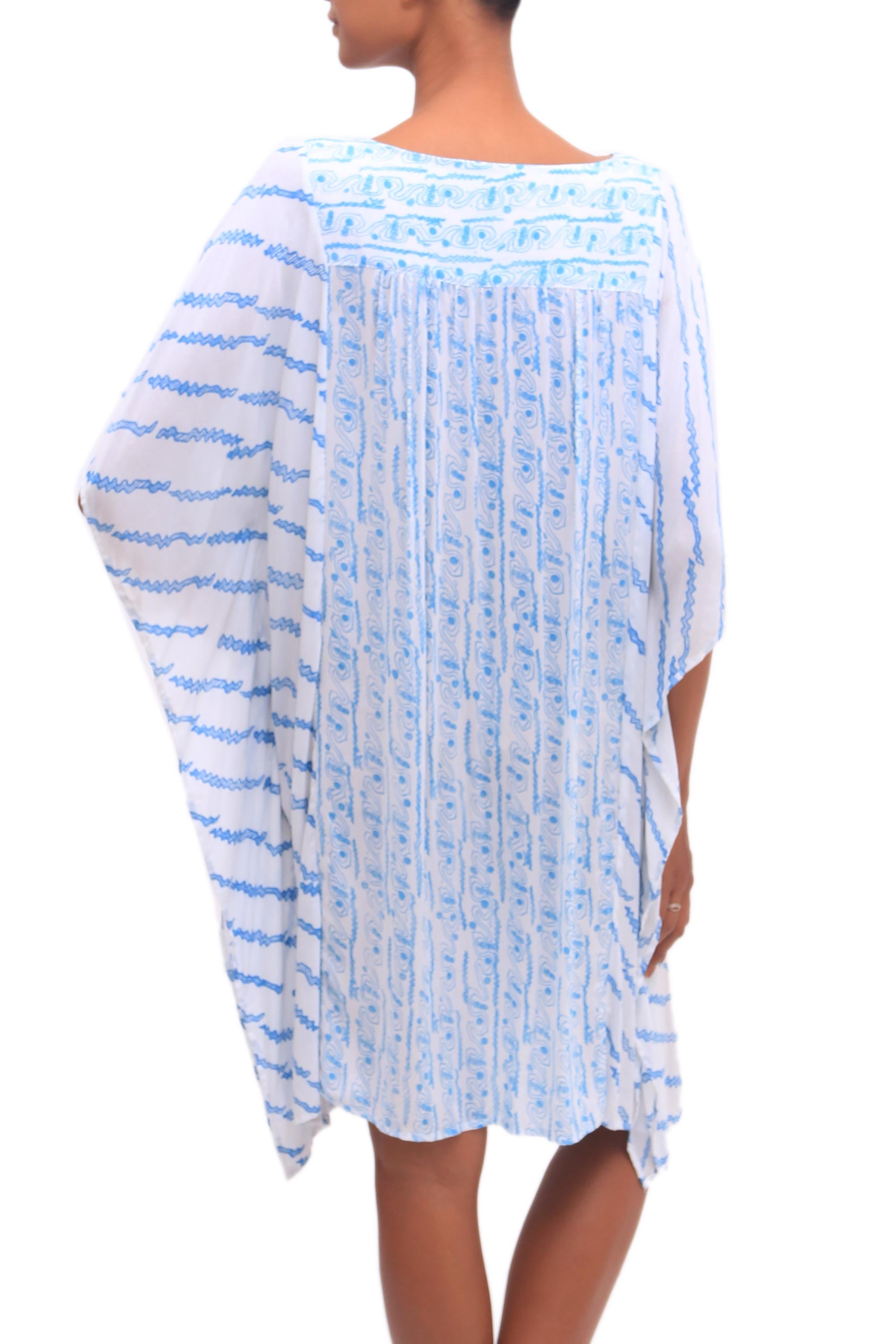 Premium Azure Helix Rayon Tunic Dress – Handcrafted in Bali