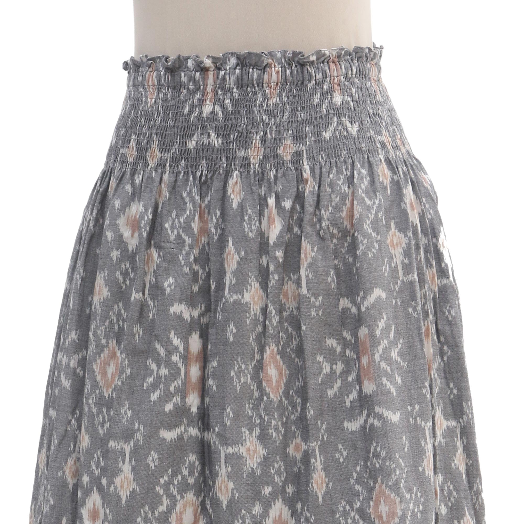 Premium Hand-Woven Ikat Midi Skirt - Soft Cotton Summer Essential