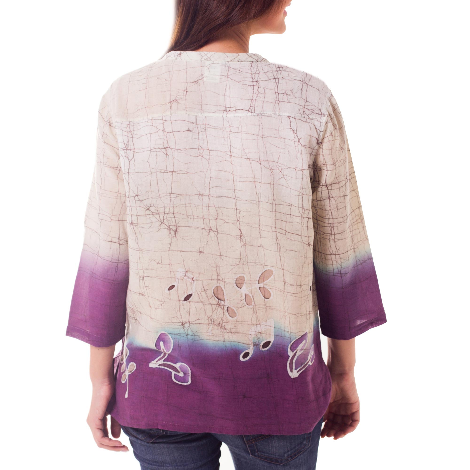 Premium Handcrafted Purple Songbird Batik Tunic