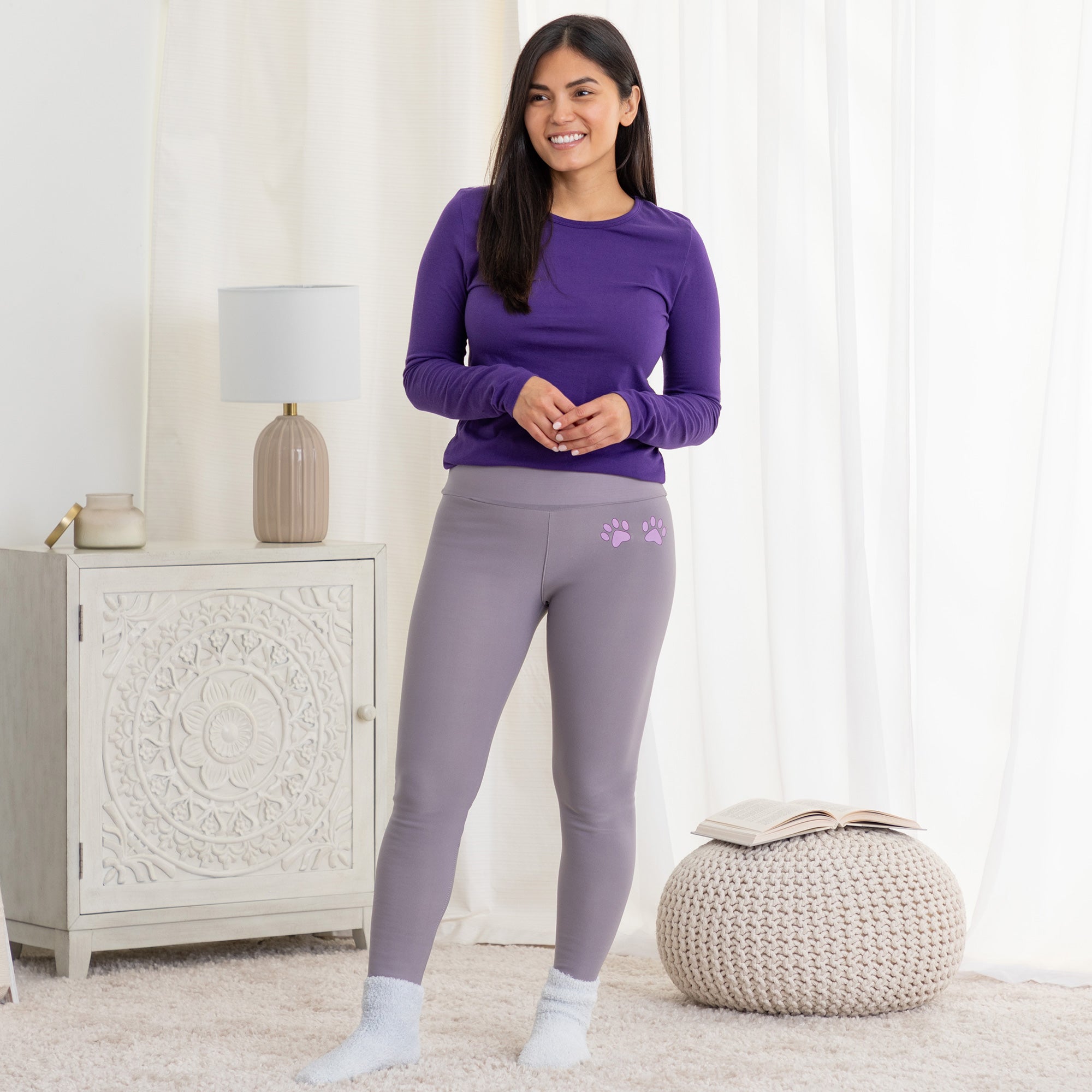 Premium Paw Print Fleece-Lined Leggings - Ultimate Warmth & Style