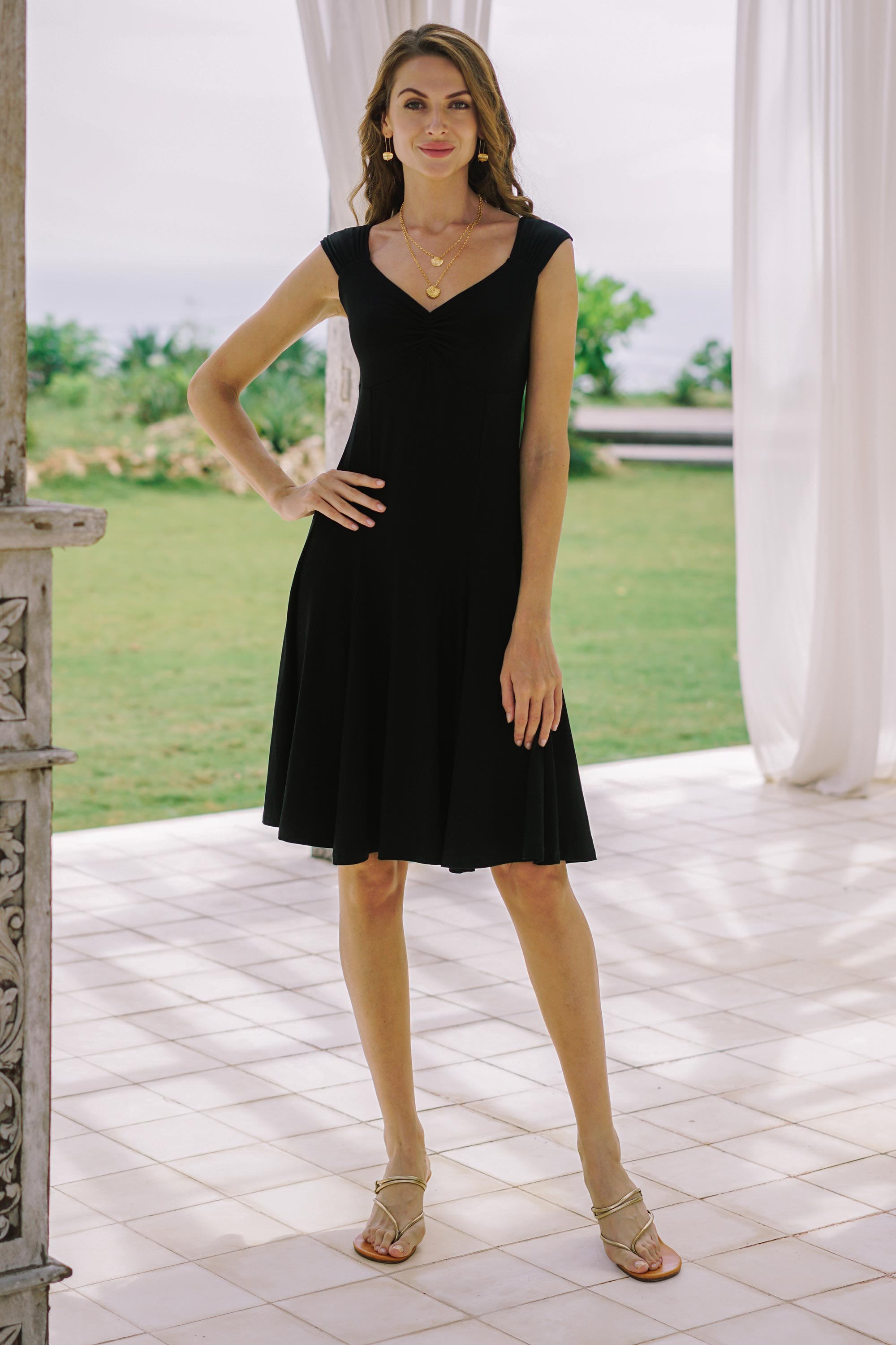 Lorena Artisan Crafted Premium Little Black Modal Dress