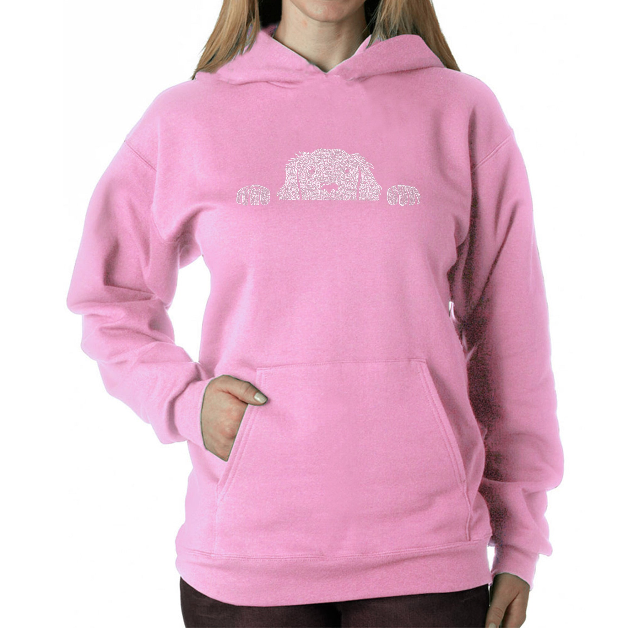 Premium Peeking Dog Women's Word Art Hoodie - Ultimate Comfort & Style