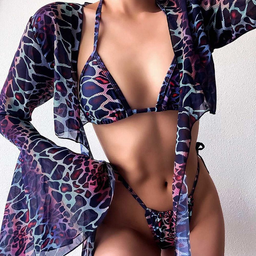 Ultimate Retro Print Bikini Set with Cover-Up