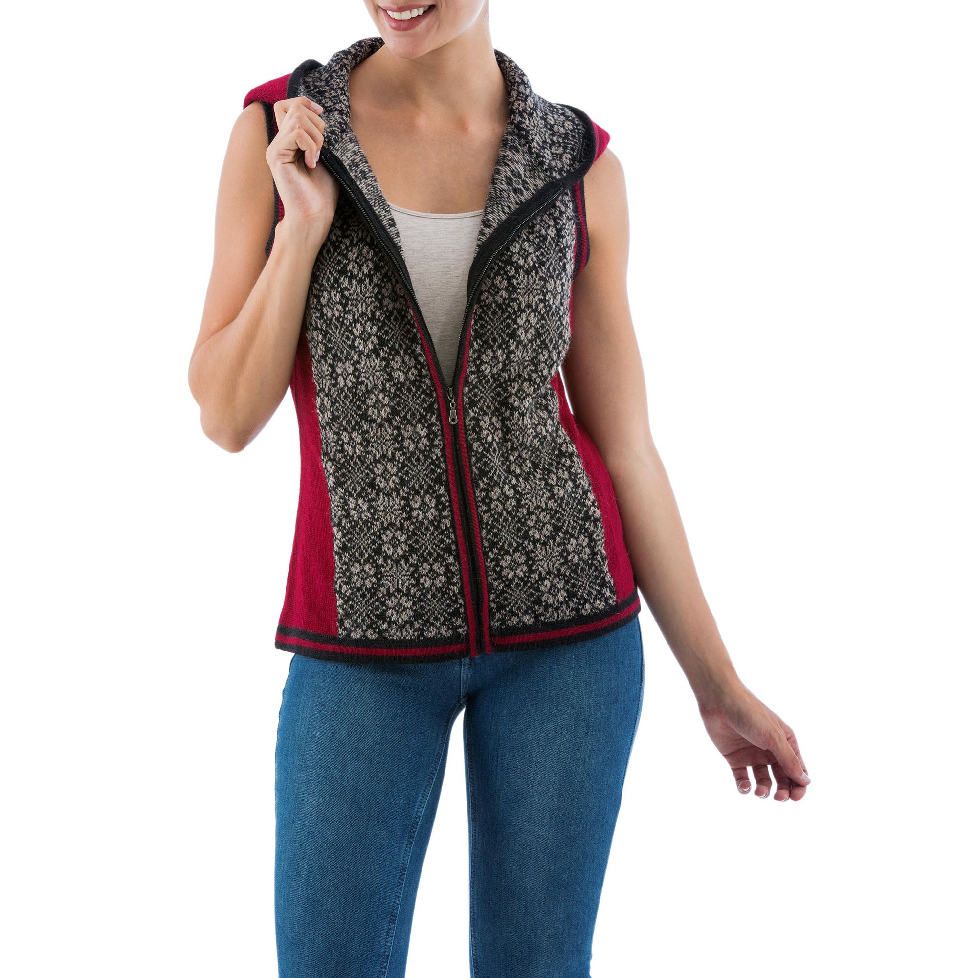 Premium Floral Alpaca Hooded Vest – Ultimate Style Upgrade