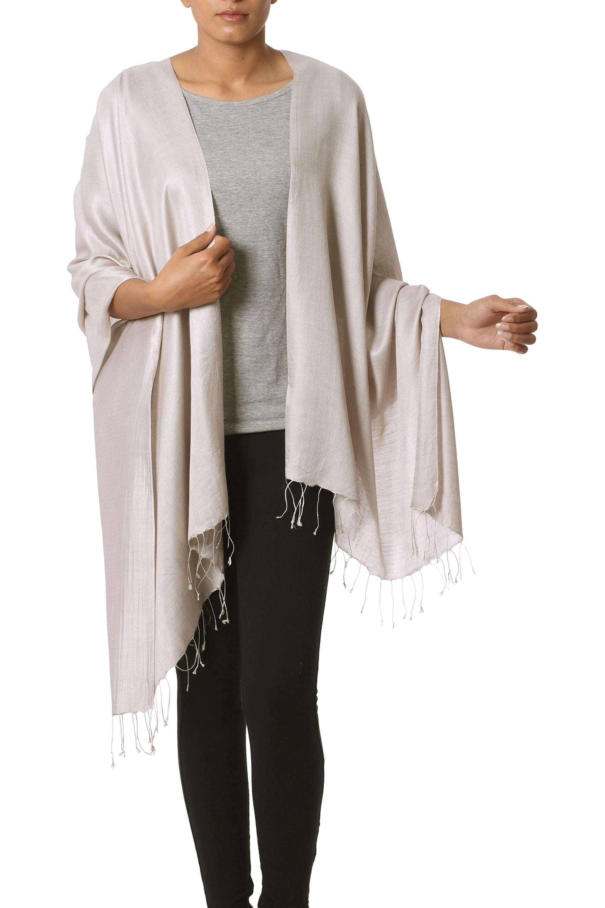 Premium Elegant Taupe Silk Shawl - Ultimate Luxury Wrap