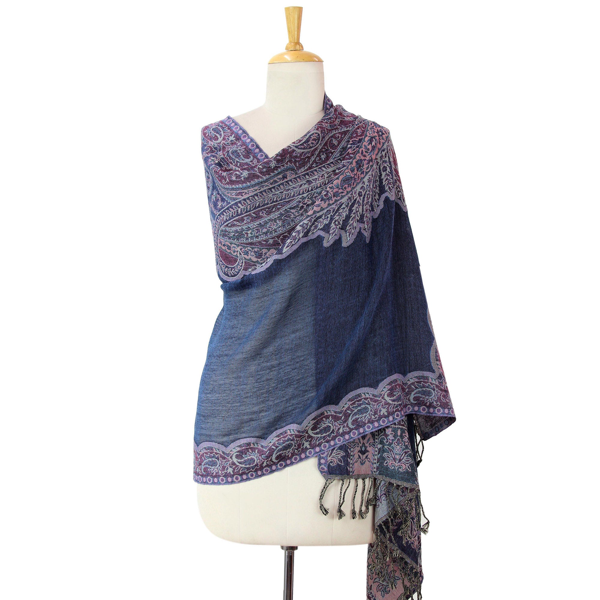 Premium Orchid Paisley Jamawar Shawl - Luxurious Purple Wool Wrap