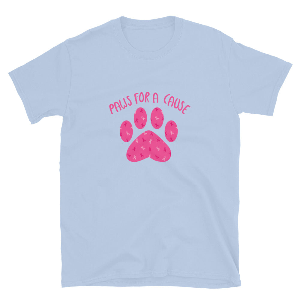 Premium Pink Ribbon Paw Print Tee - Support Breast Cancer Awareness