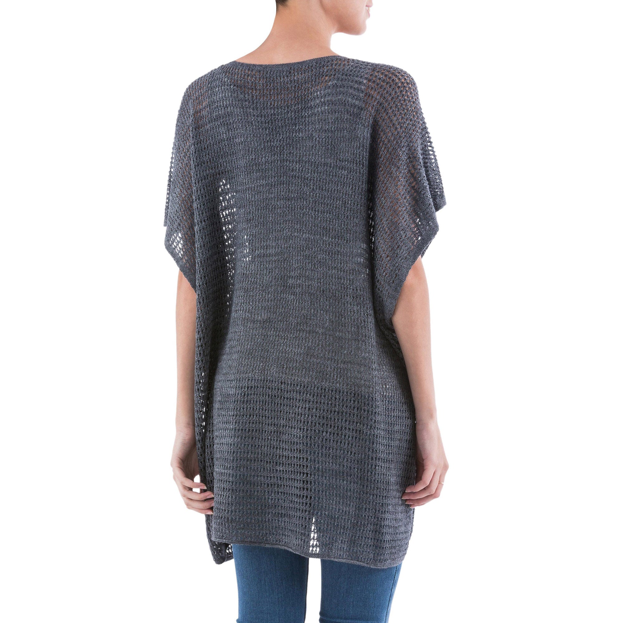 Premium Grey Dreamcatcher Knit Tunic - Handmade in Peru