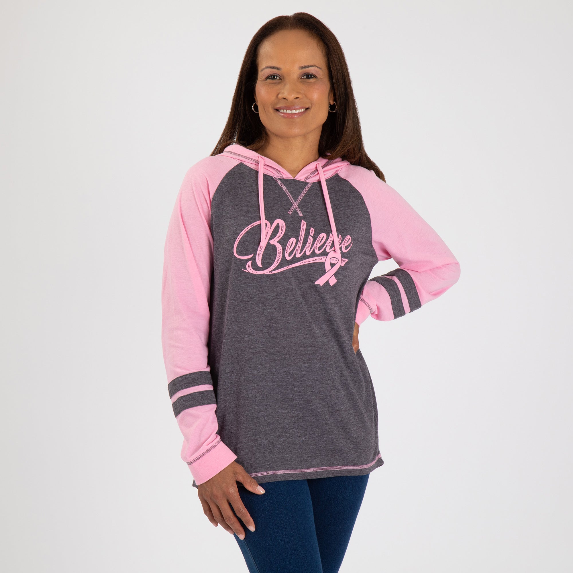 Premium Believe Pink Ribbon Hooded Tee - Symbol of Strength