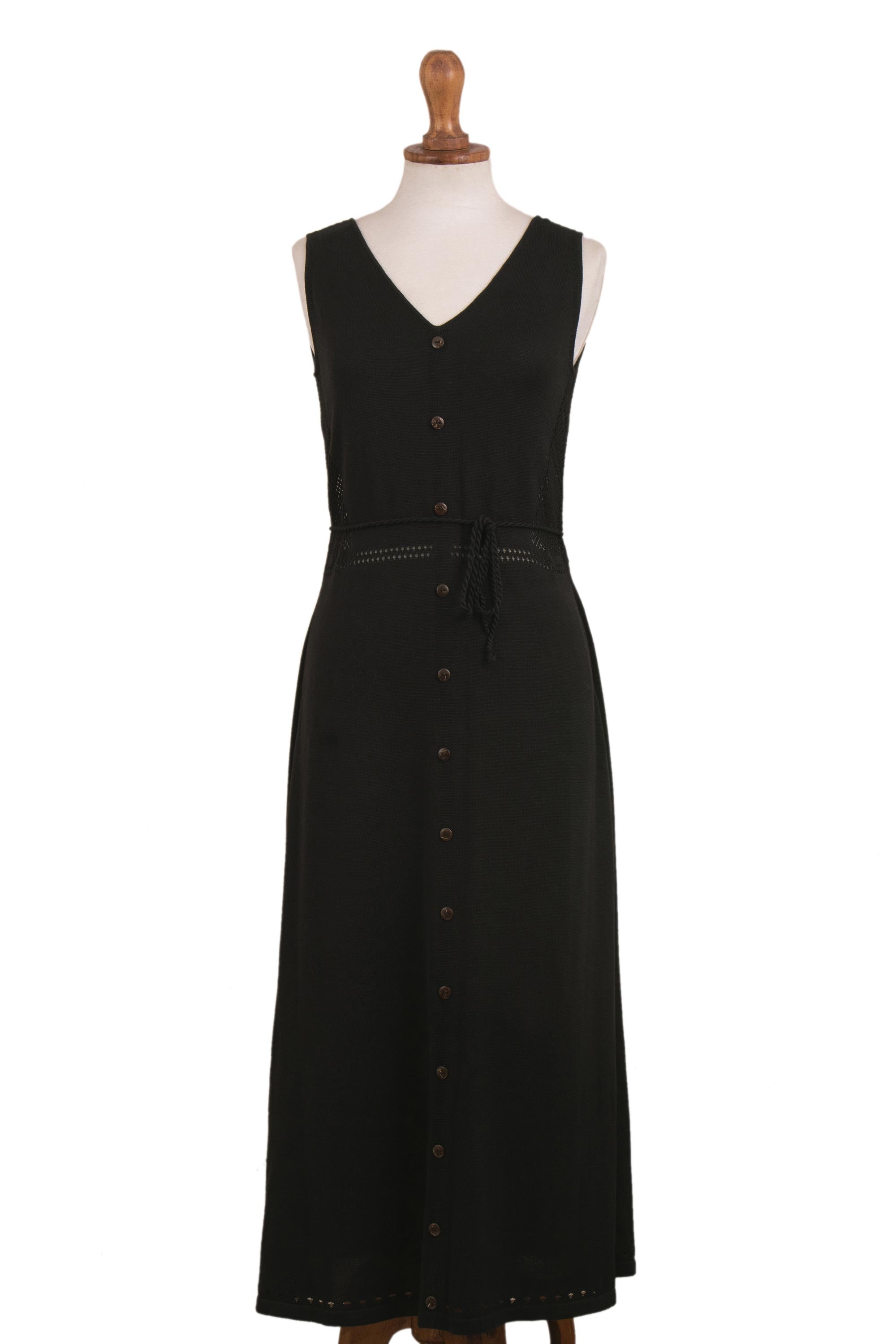 Premium Black Organic Cotton Maxi Dress - Sustainable & Timeless