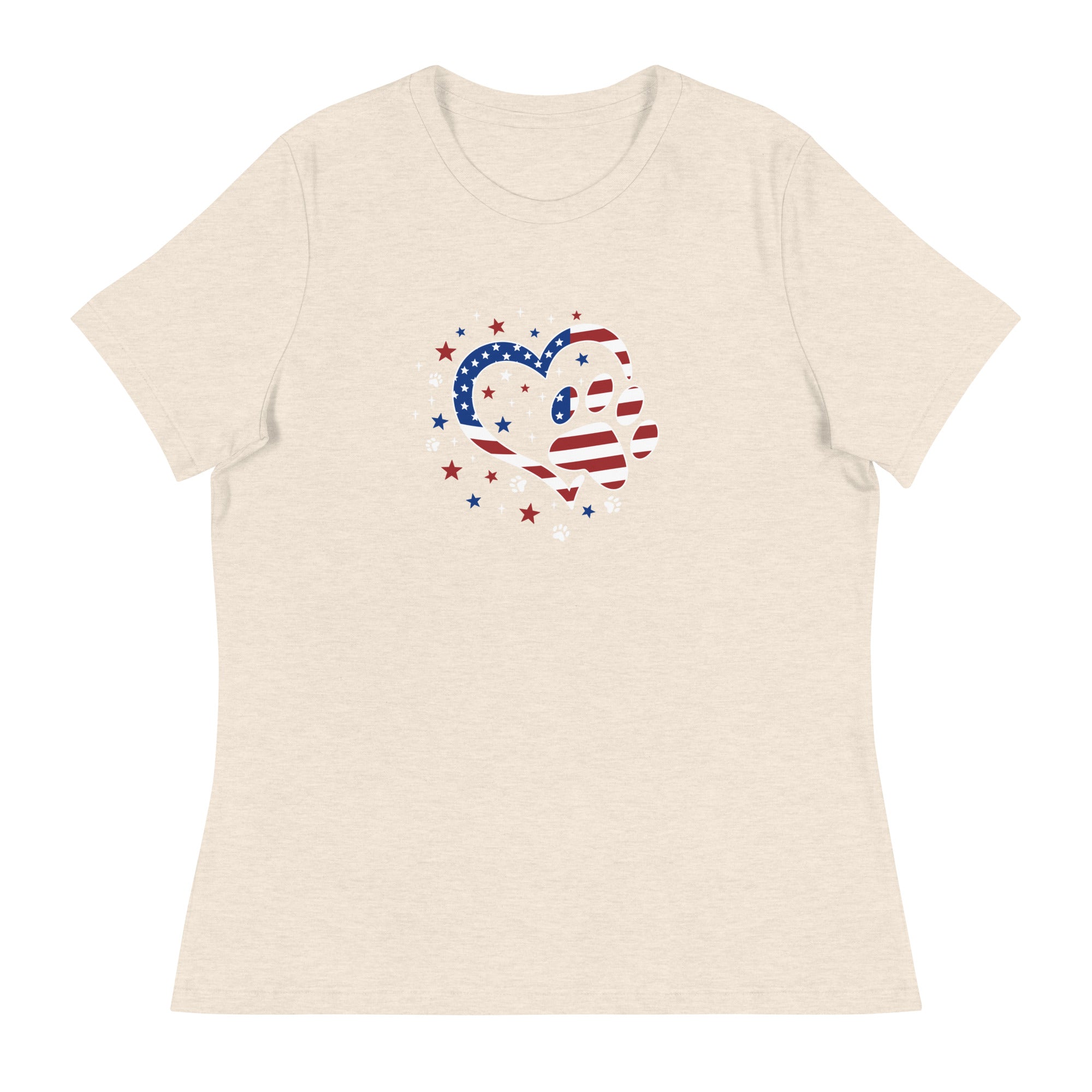 Premium Star Spangled Paw Print Love Women's Relaxed Tee