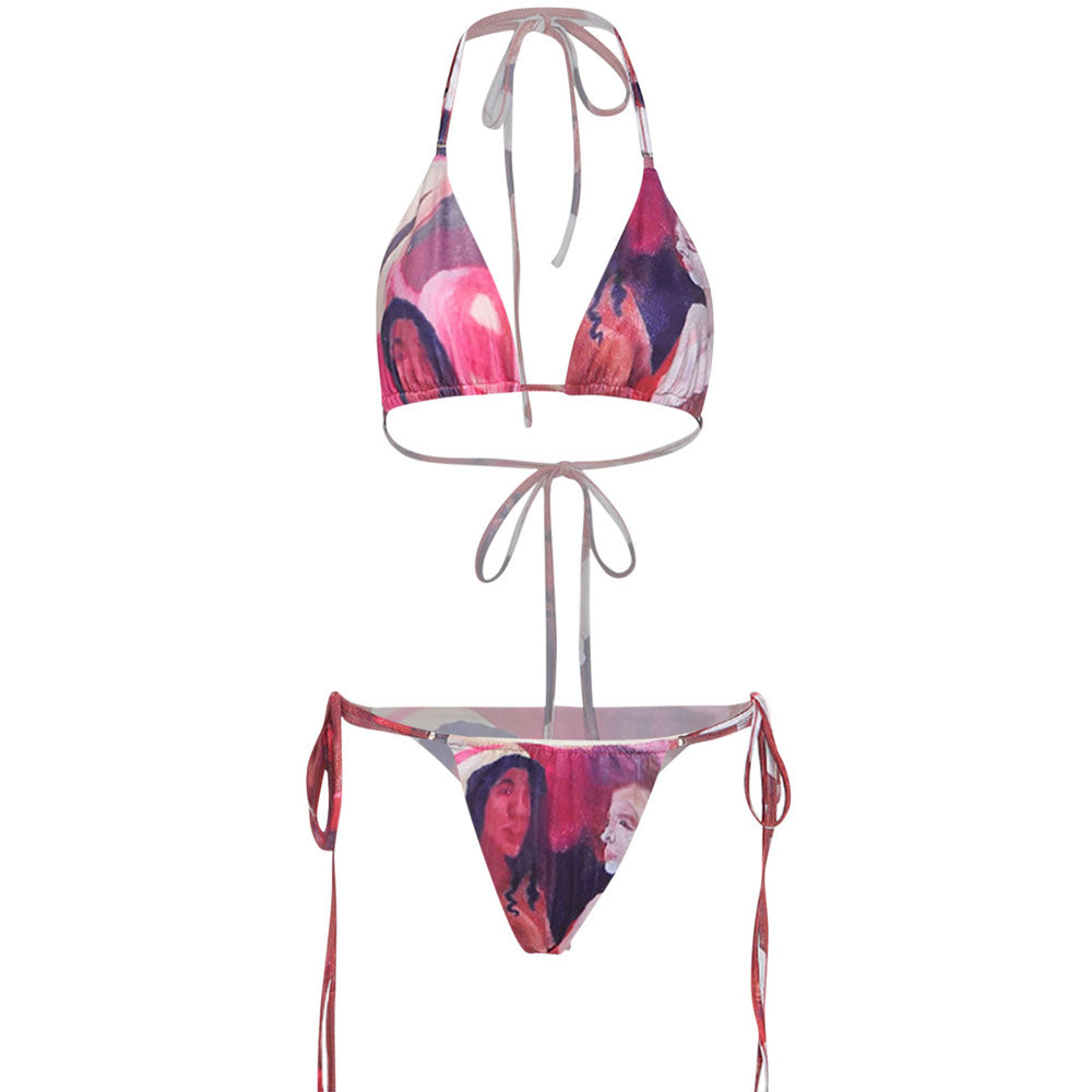 Premium Abstract Art Brazilian Bikini Set - Adjustable Triangle Top & Cheeky Bottoms