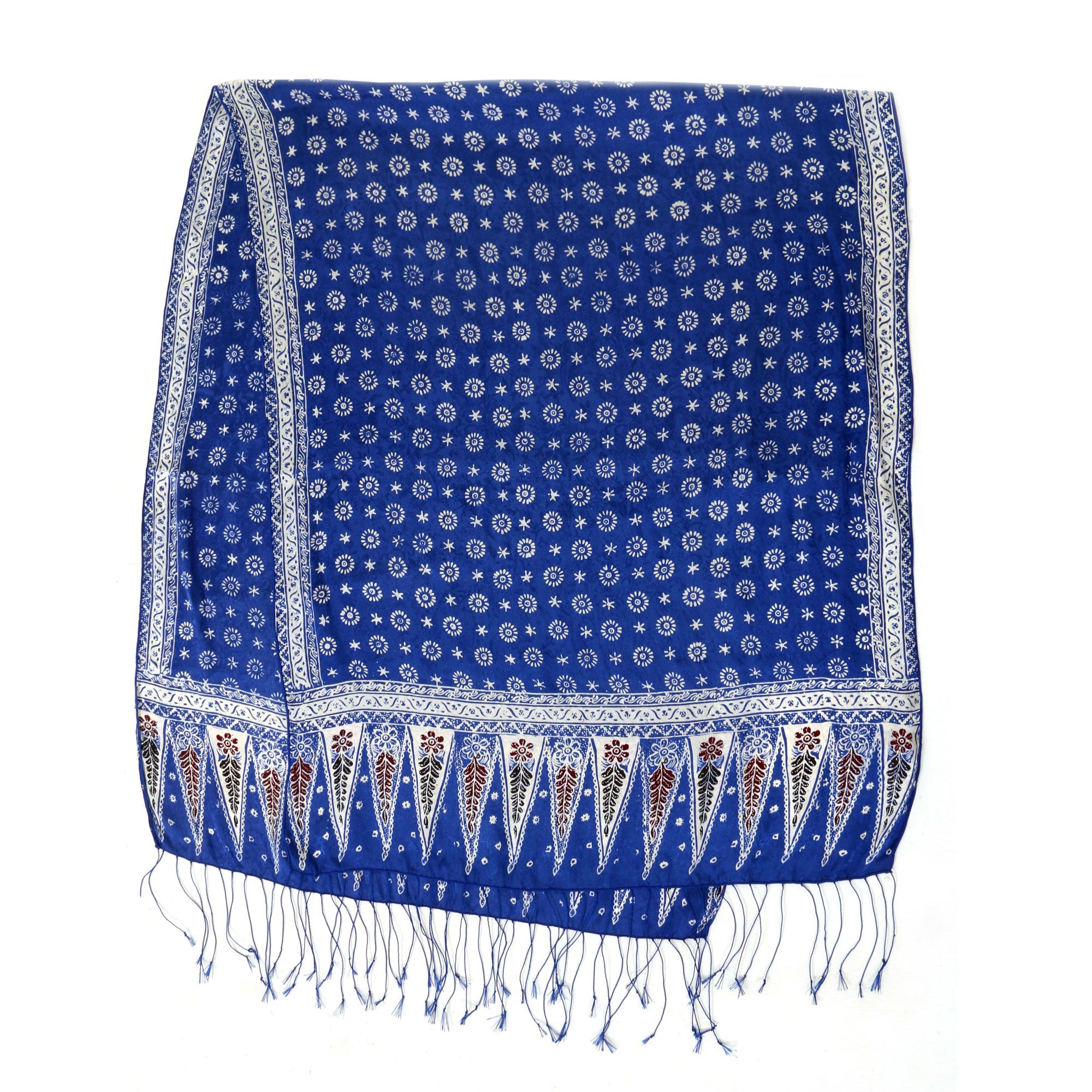 Premium Awakening Blue Silk Batik Scarf - Handmade Luxury