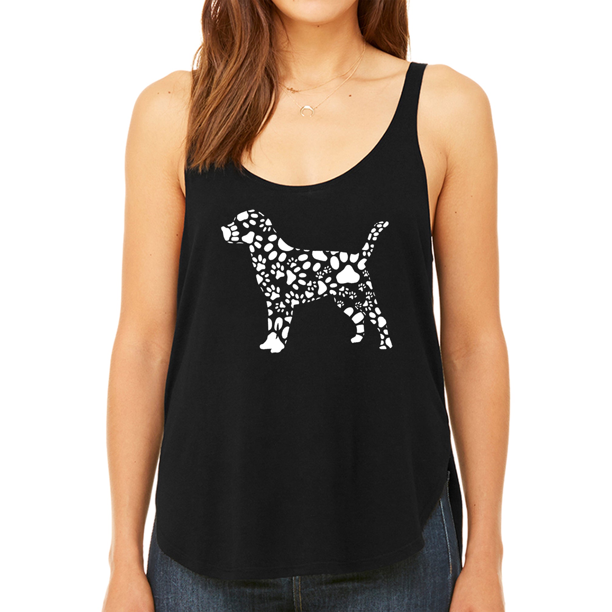 Premium Dog Paw Print Women's Flowy Tank Top - Unique Word Art Design