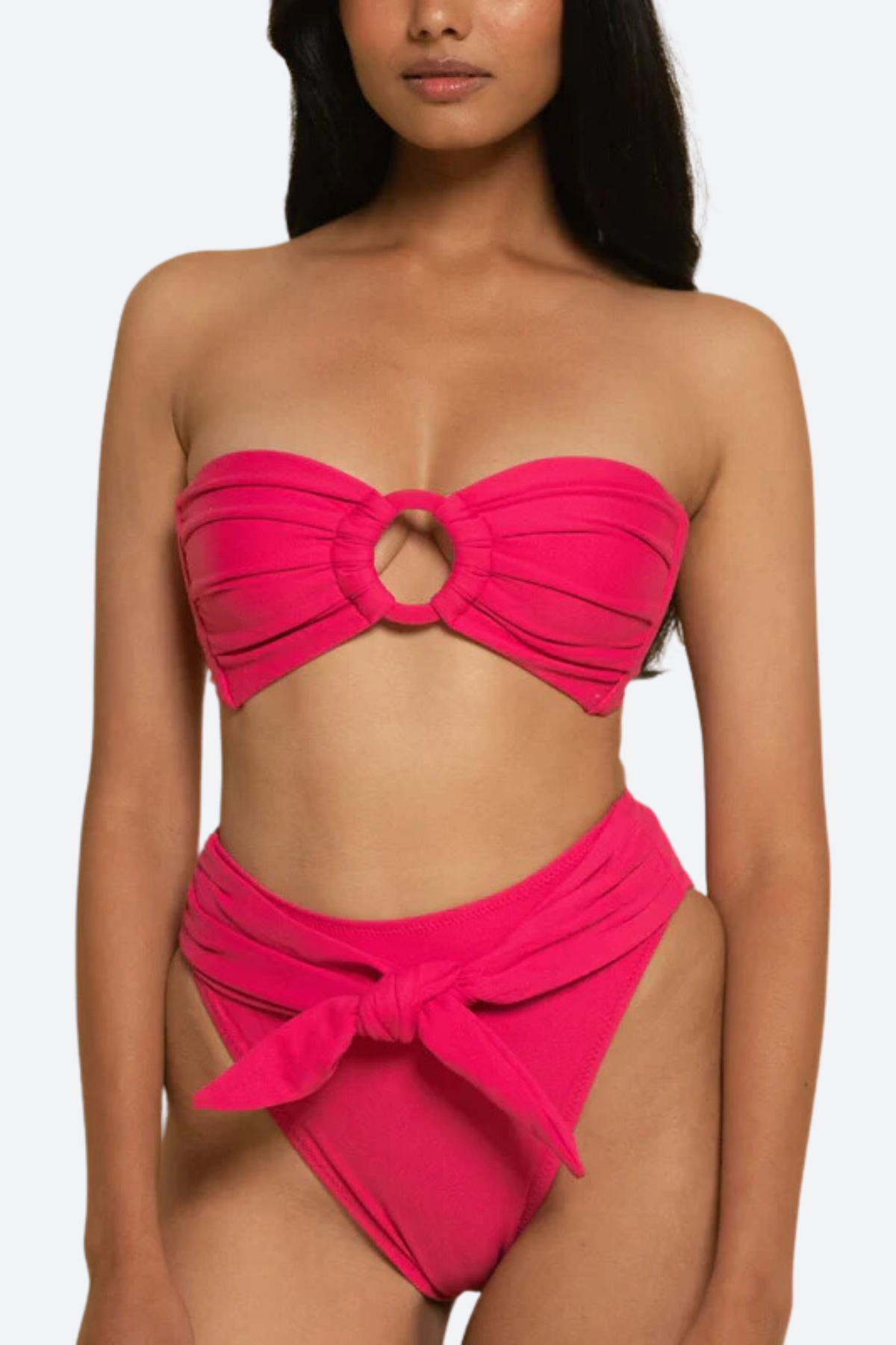 Montce Premium Tori Ties Bandeau Bikini Top - Raspberry