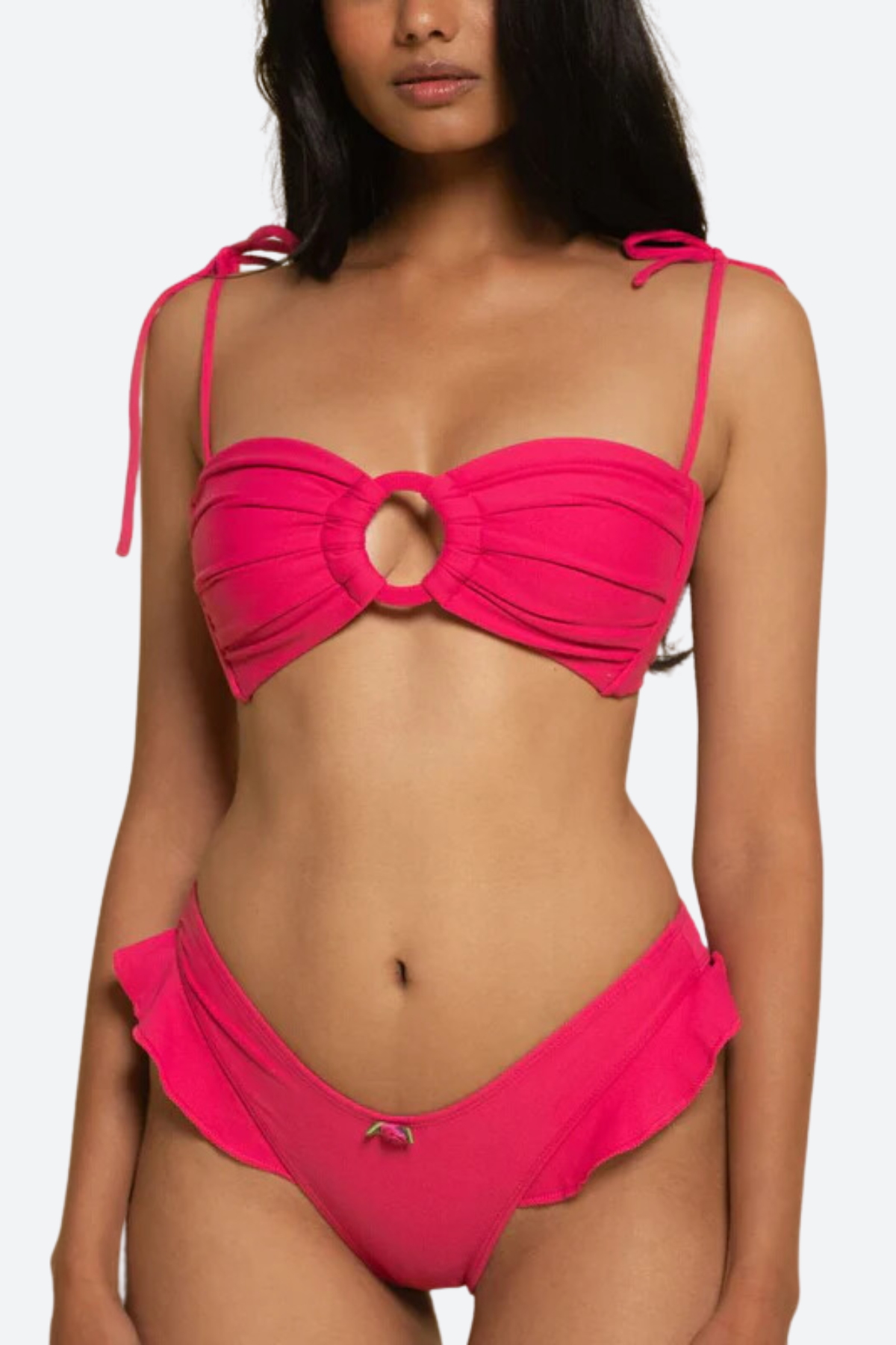 Montce Premium Tori Ties Bandeau Bikini Top - Raspberry