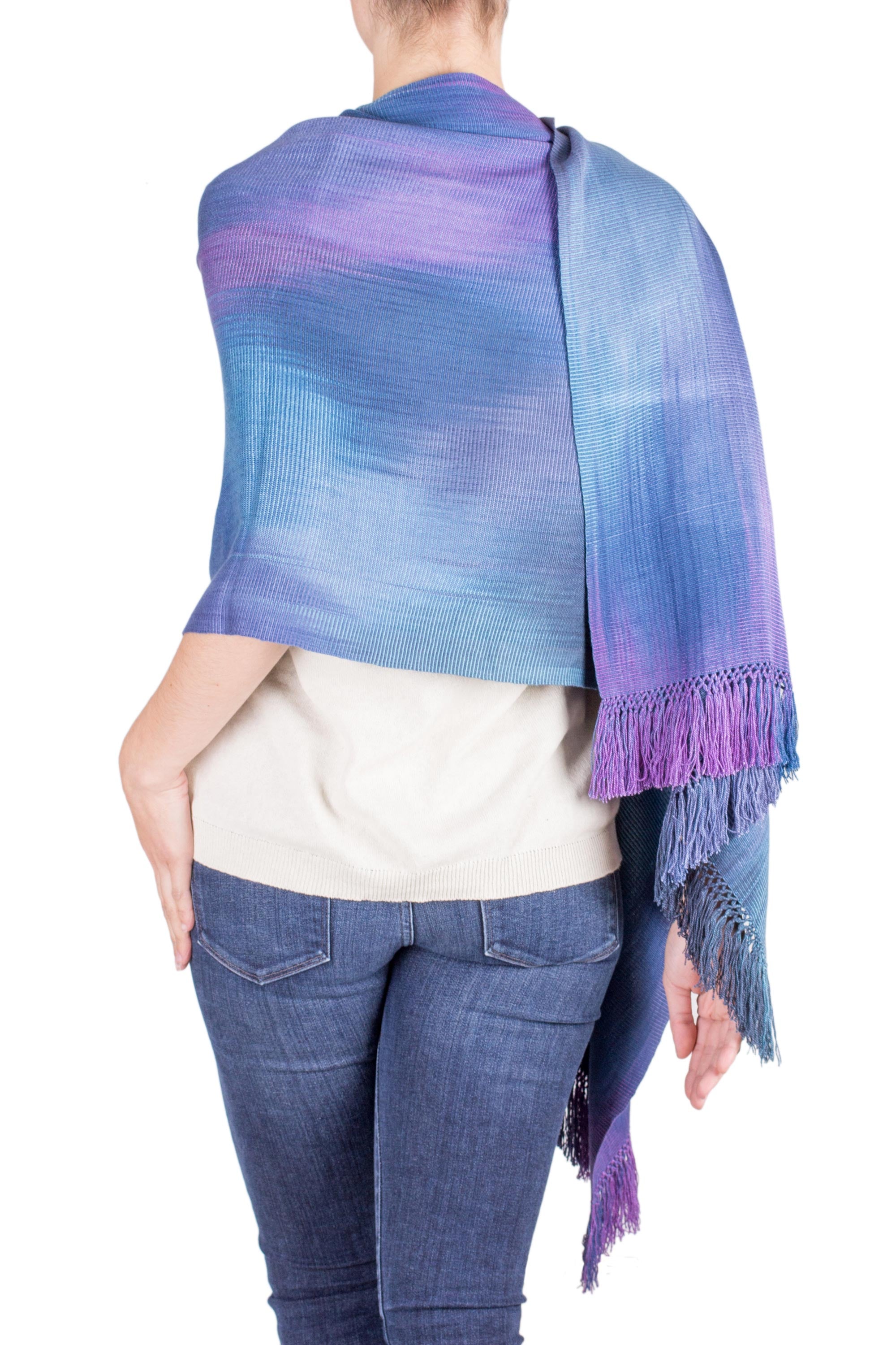 Premium Handwoven Blue Orchid Shawl - Lightweight & Eco-Friendly