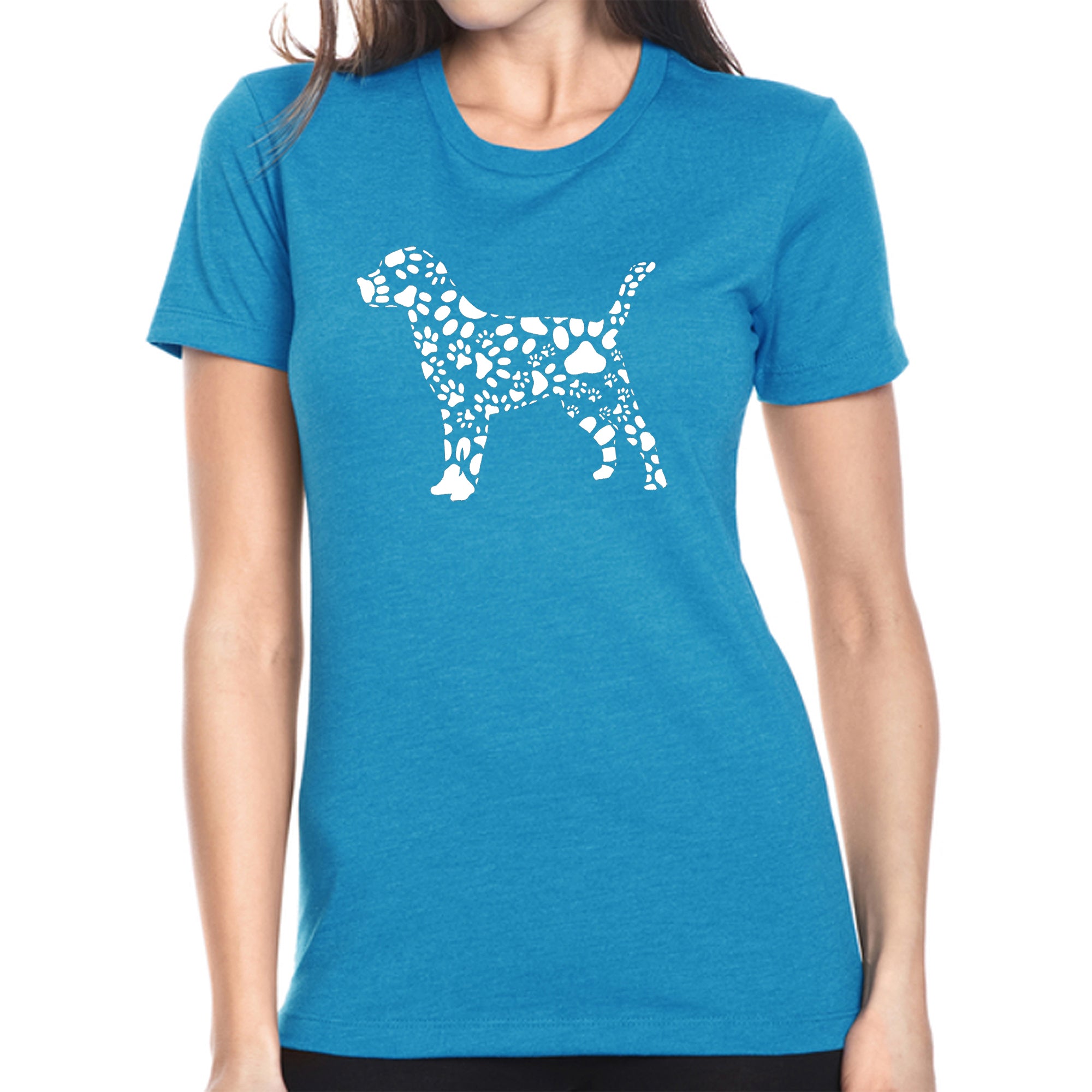 Premium Women's Dog Paw Print Word Art T-Shirt - Ultimate Pet Lover Tee