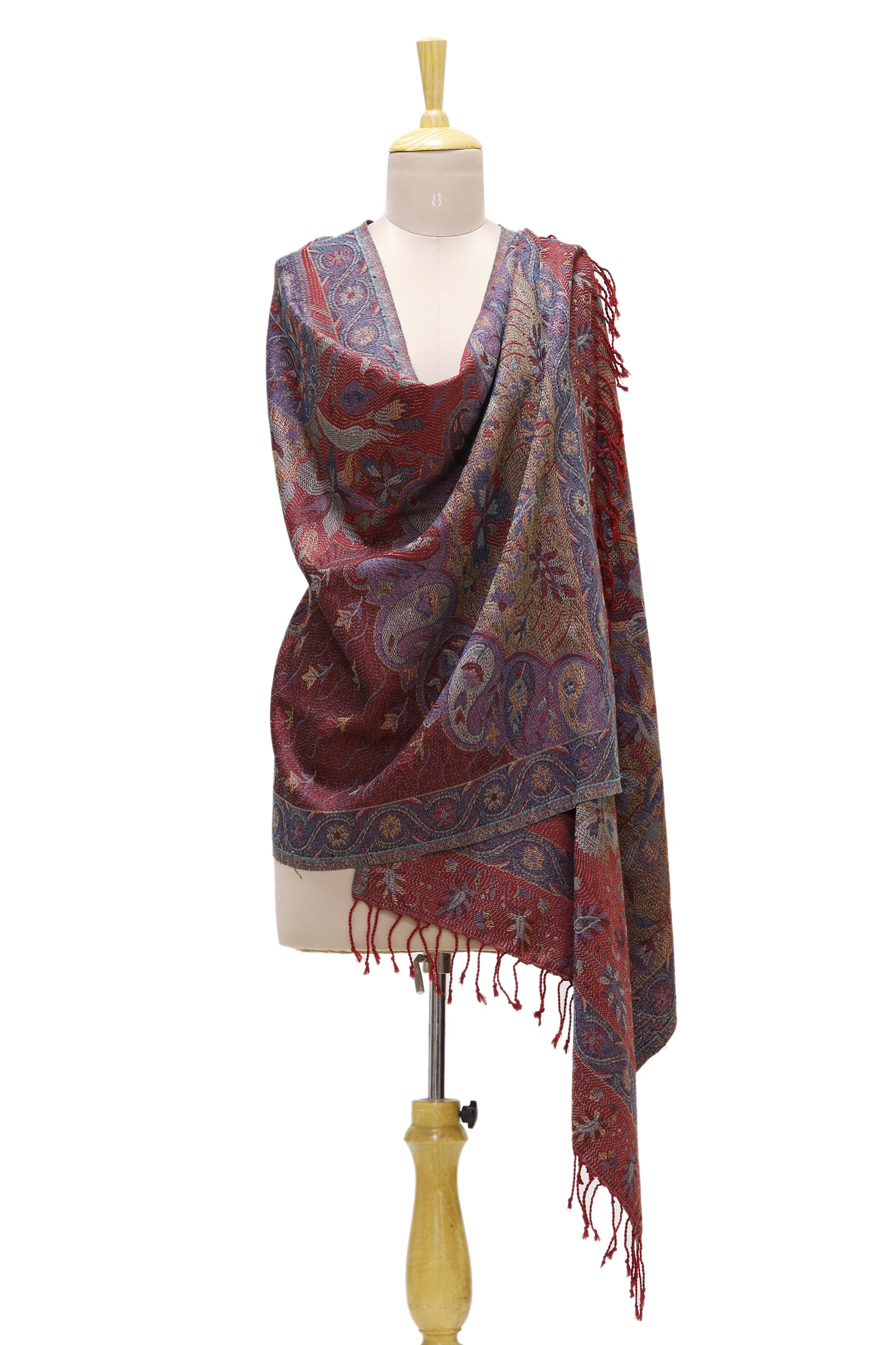 Premium Paisley & Floral Shawl - Viscose Blend Elegance from India