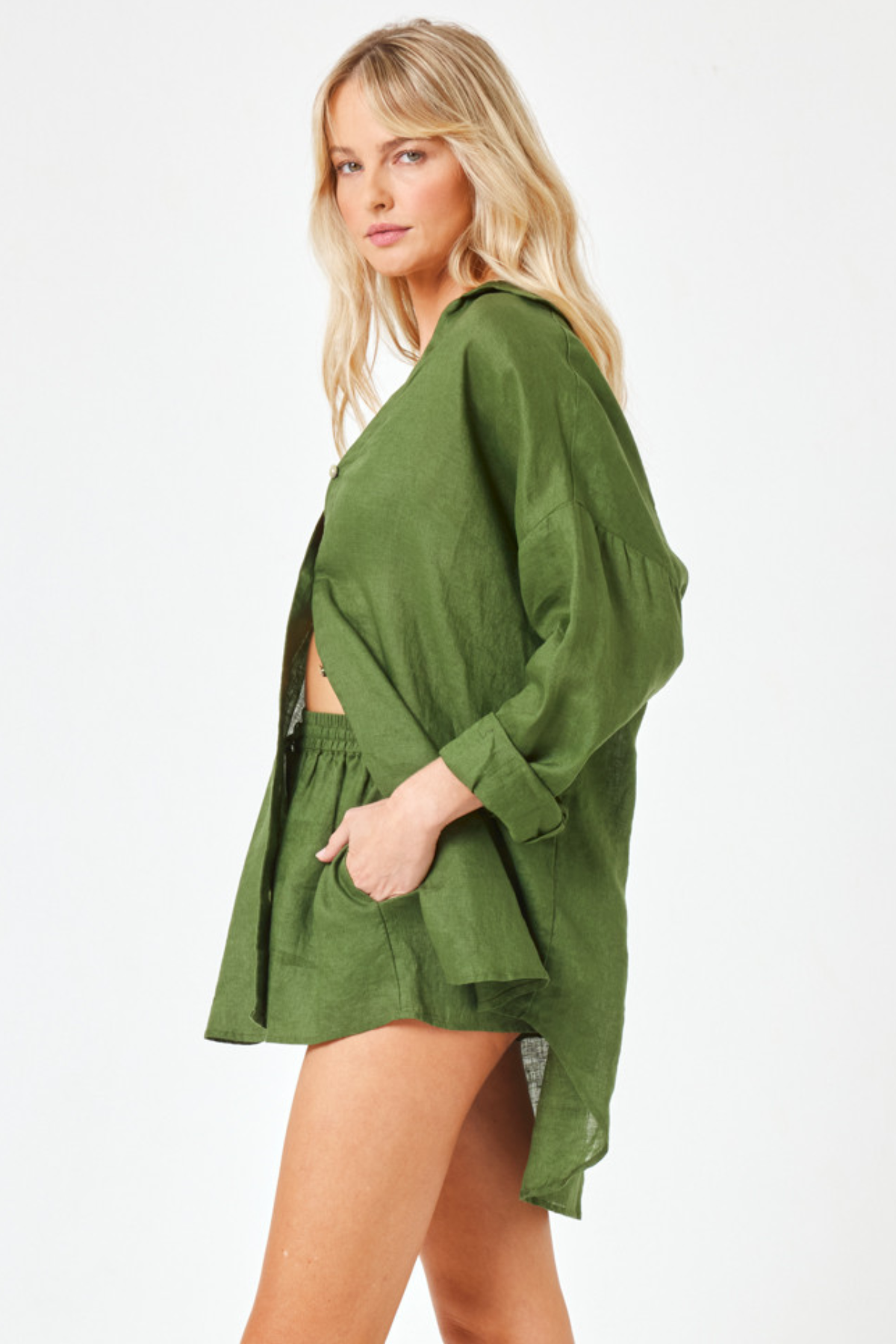 Premium L*Space Rio Linen Shorts in Jungle