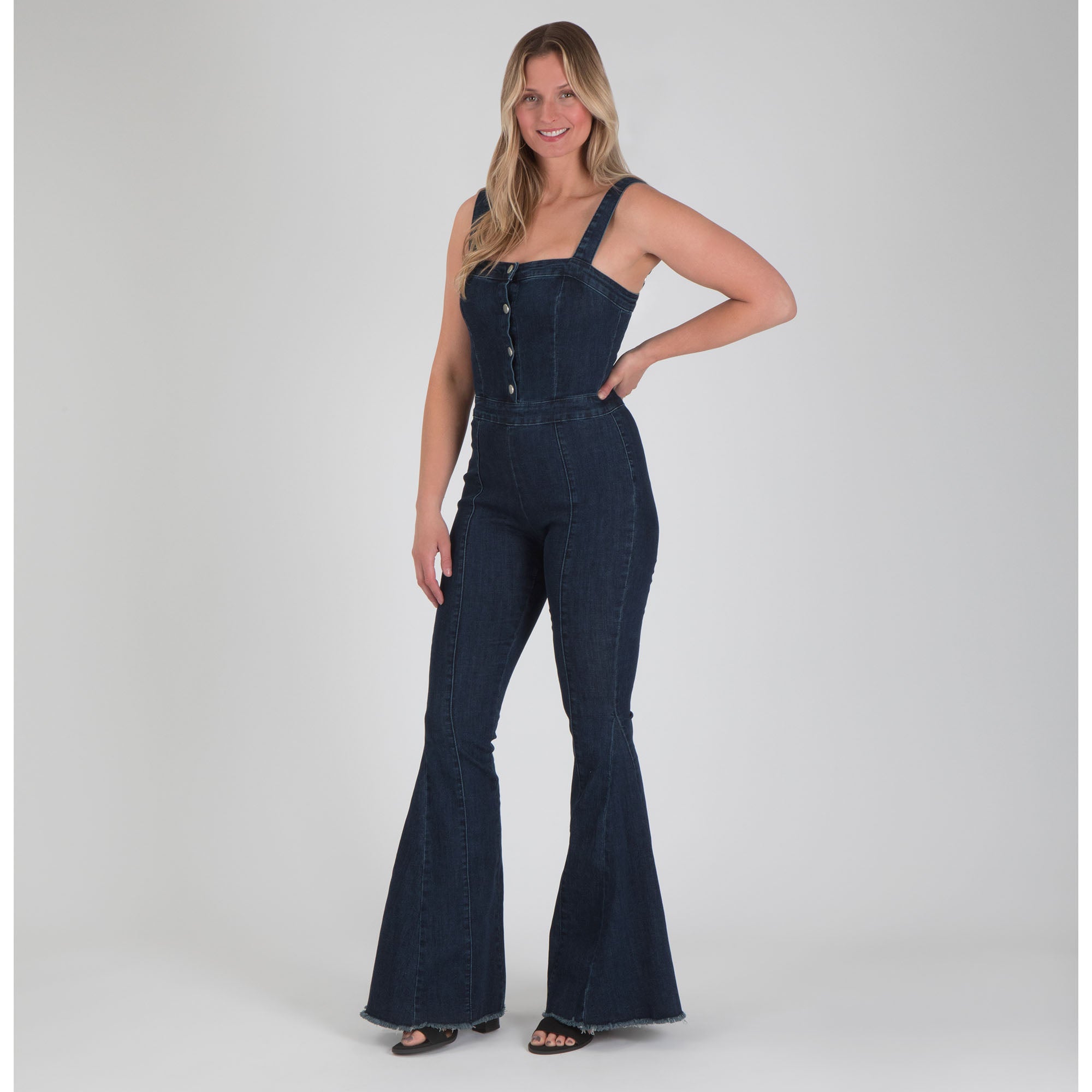 Premium Retro Denim Flare Jumpsuit - Ultimate Comfort & Style