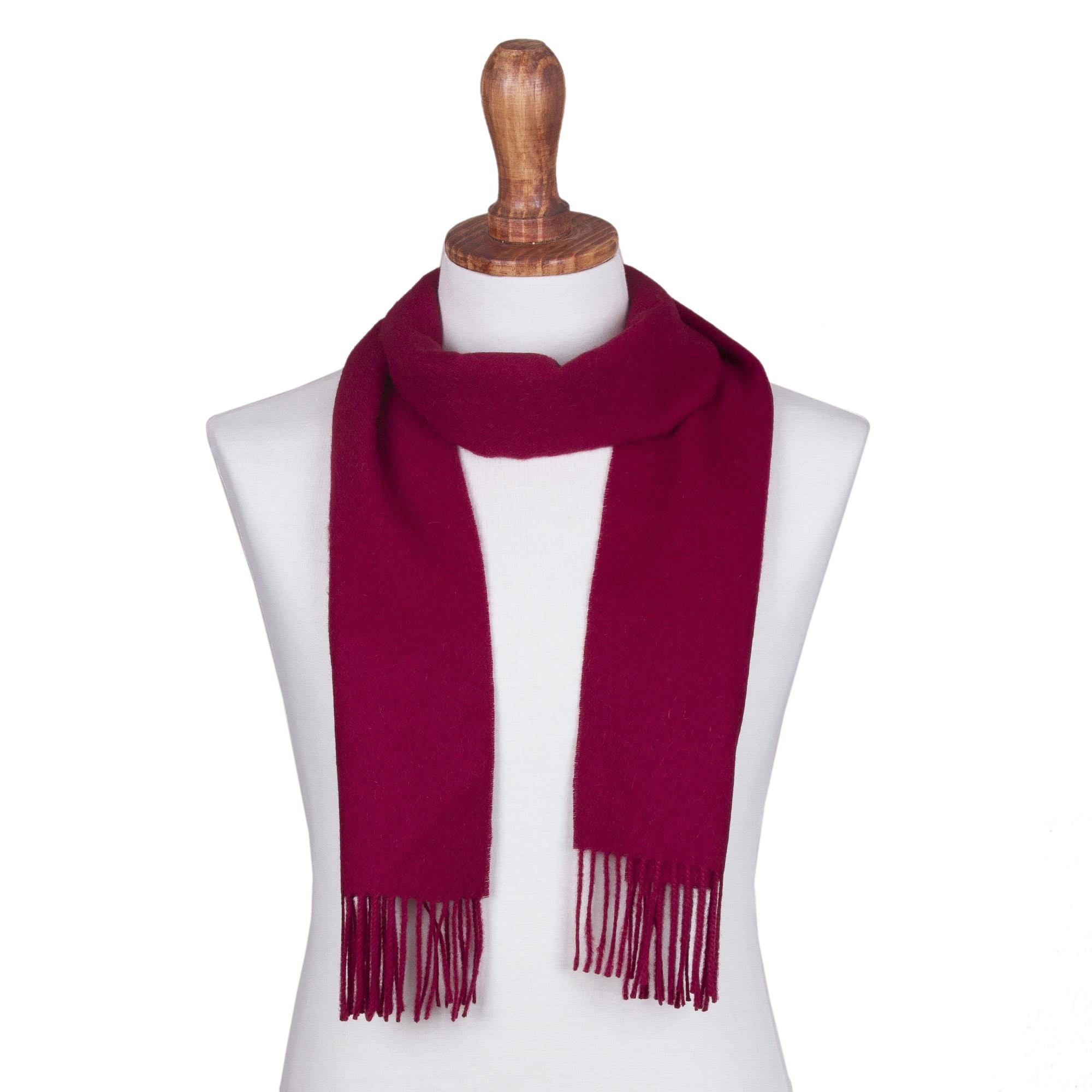 Premium Men's Alpaca Scarf – Cherry Red Burgundy