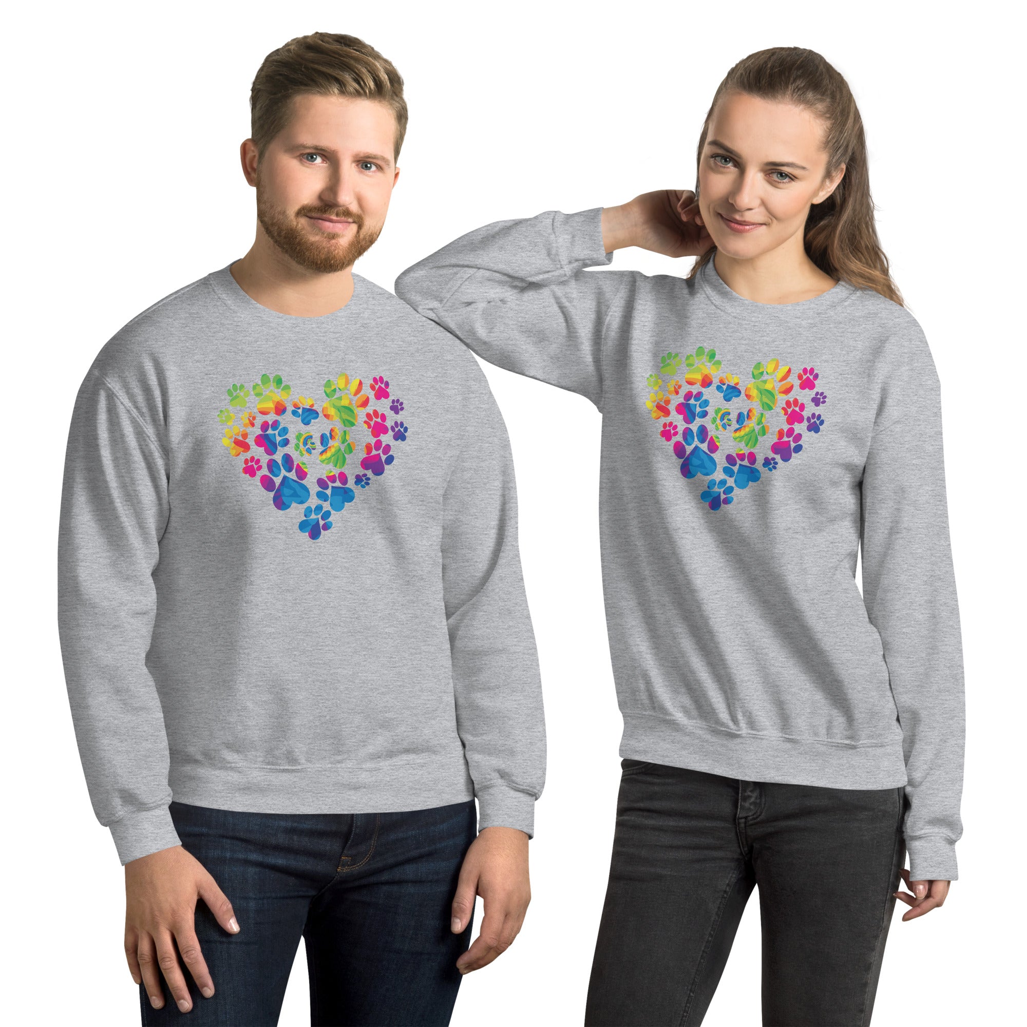 Premium Anniversary Paw Print Crewneck Sweatshirt - Ultimate Comfort for Animal Lovers